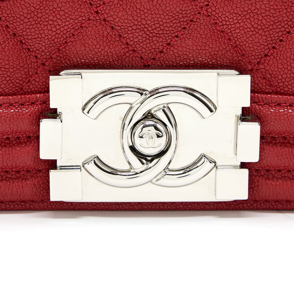CHANEL MEDIUM BOY BAG CAVIAR RED SHW