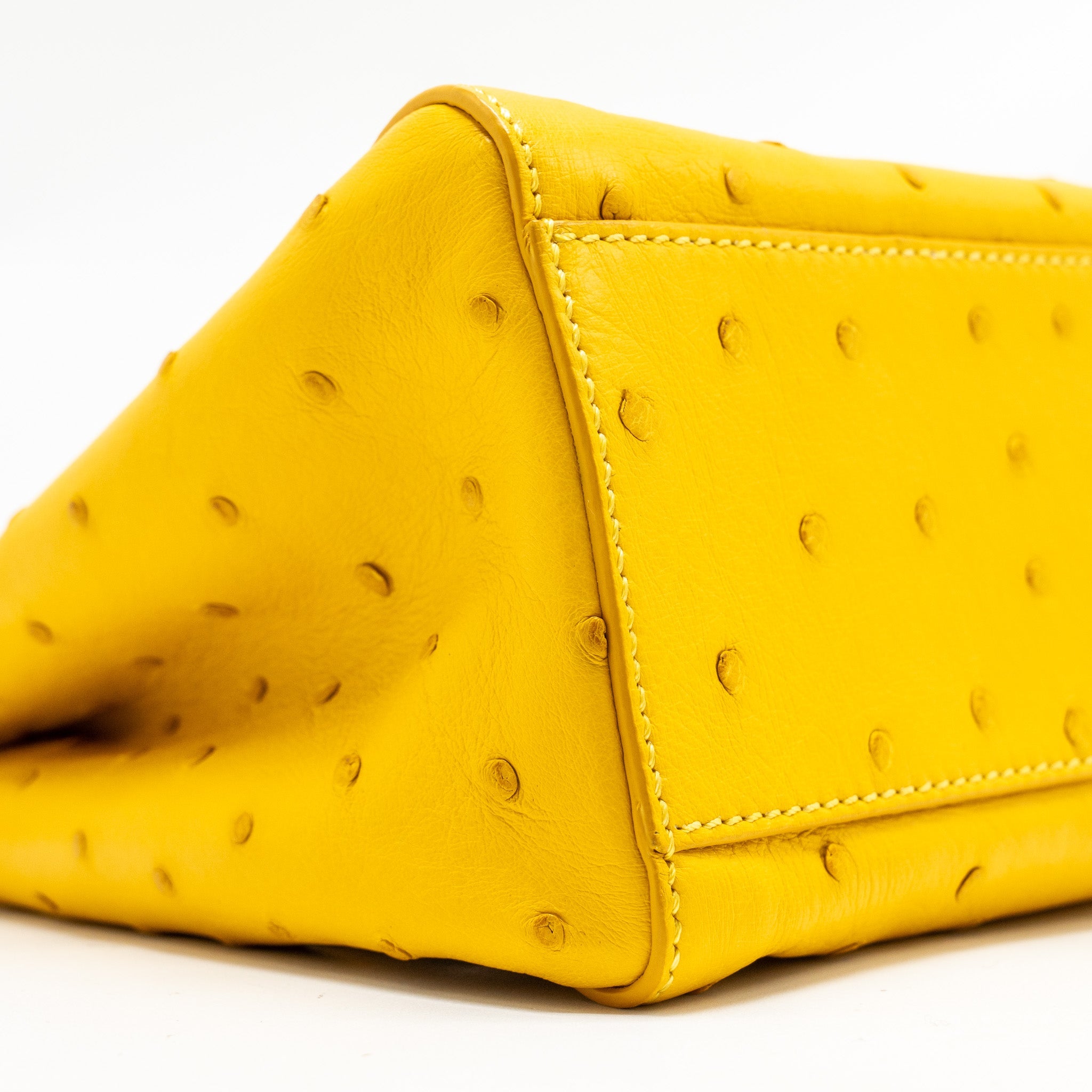 FENDI MINI PEEKABOO OSTRICH/CRYSTAL YELLOW/WHITE GHW