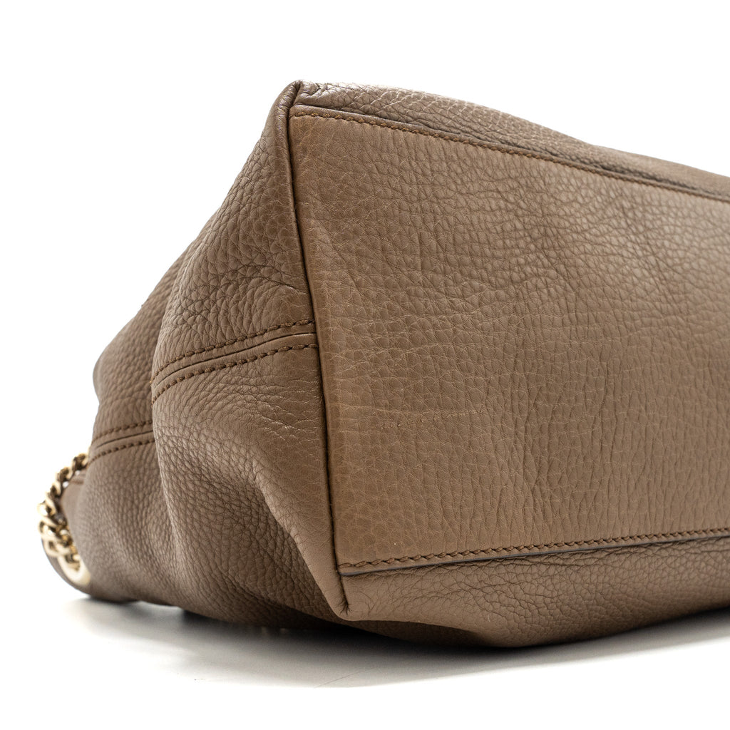 GUCCI DISCO TOTE BAG CALFSKIN BROWN LGHW