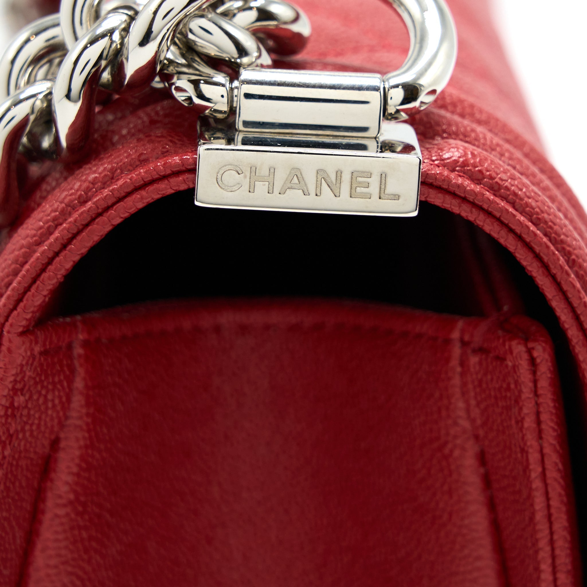CHANEL MEDIUM BOY BAG CAVIAR RED SHW