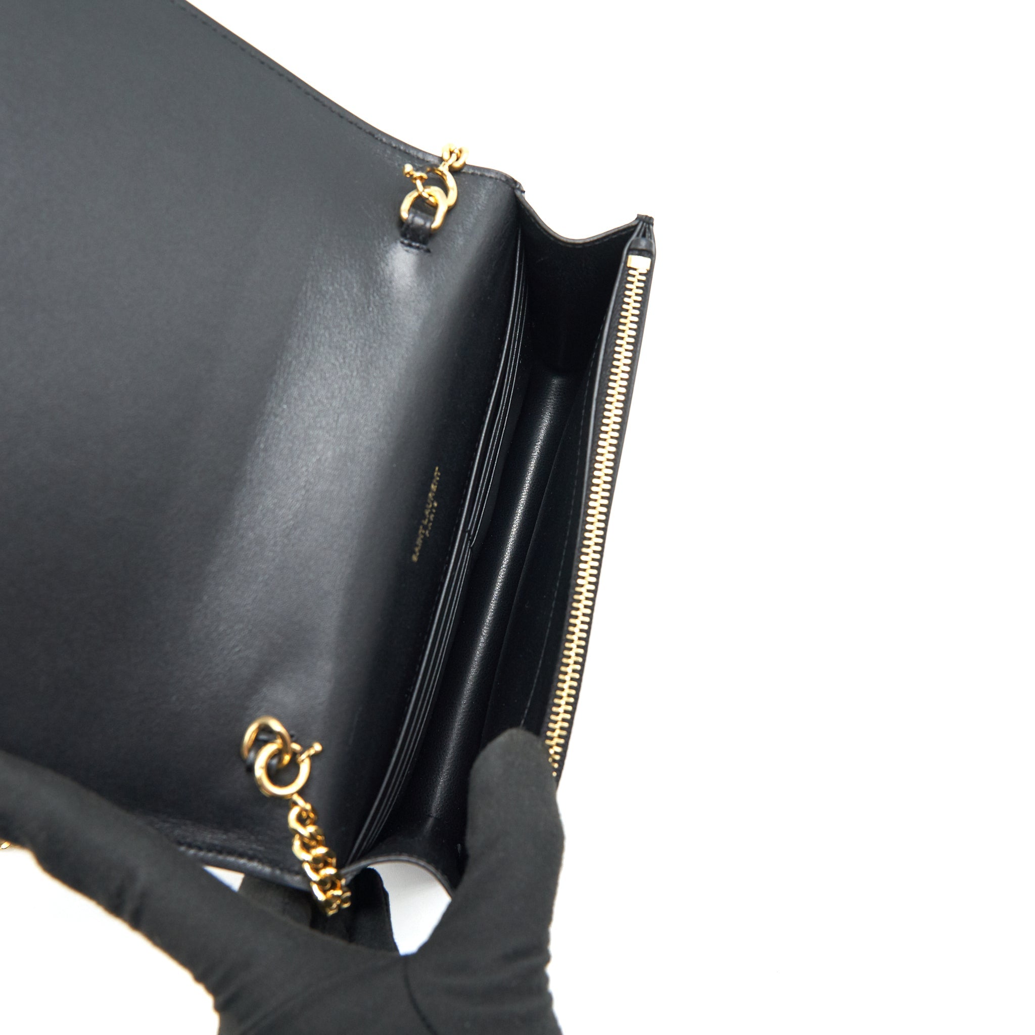 SAINT LAUREN  KATE WALLET ON CHAIN WITH TASSEL BLACK GHW
