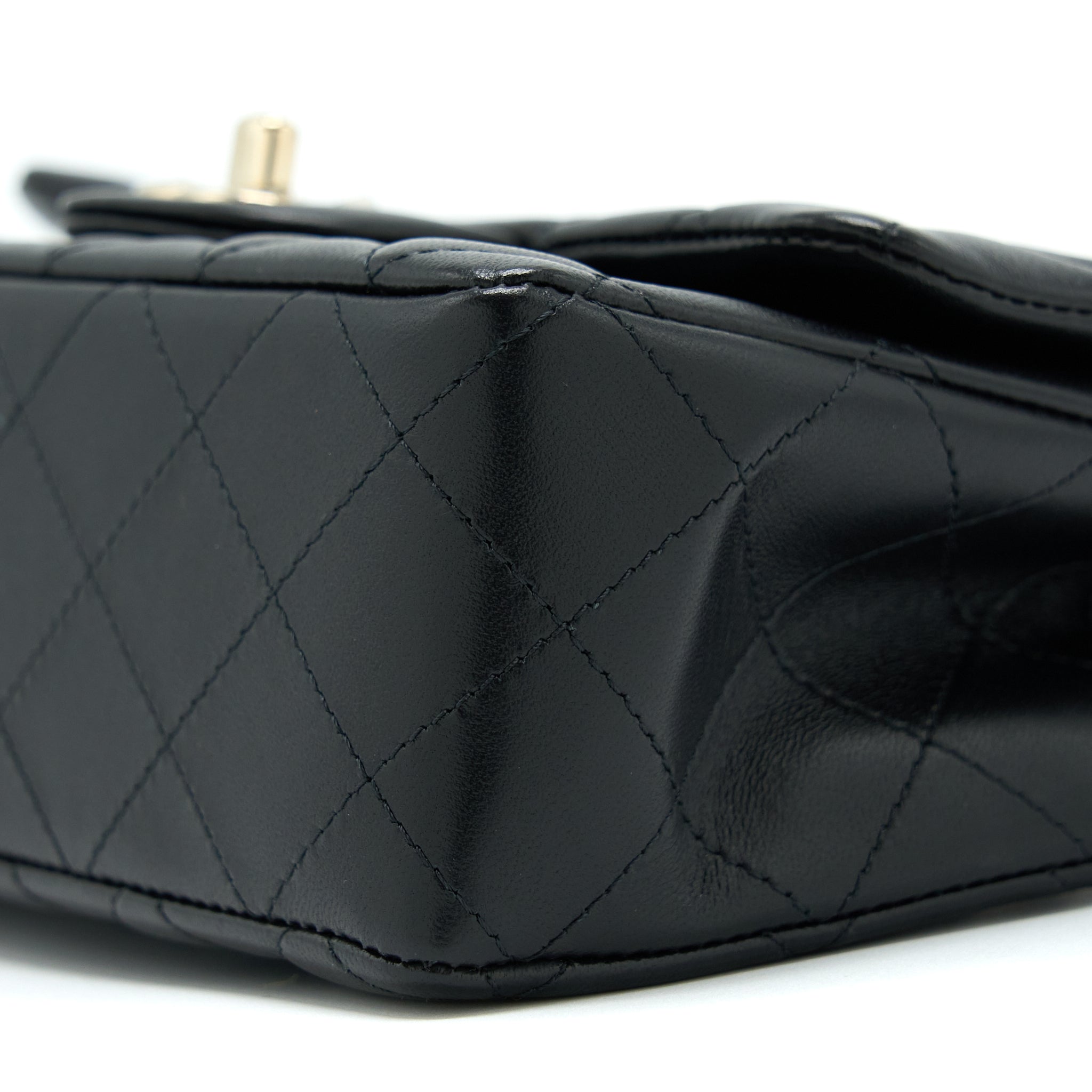 CHANEL MINI RECTANGULAR FLAP BAG LAMBSKIN BLACK LGHW (MICROCHIP)