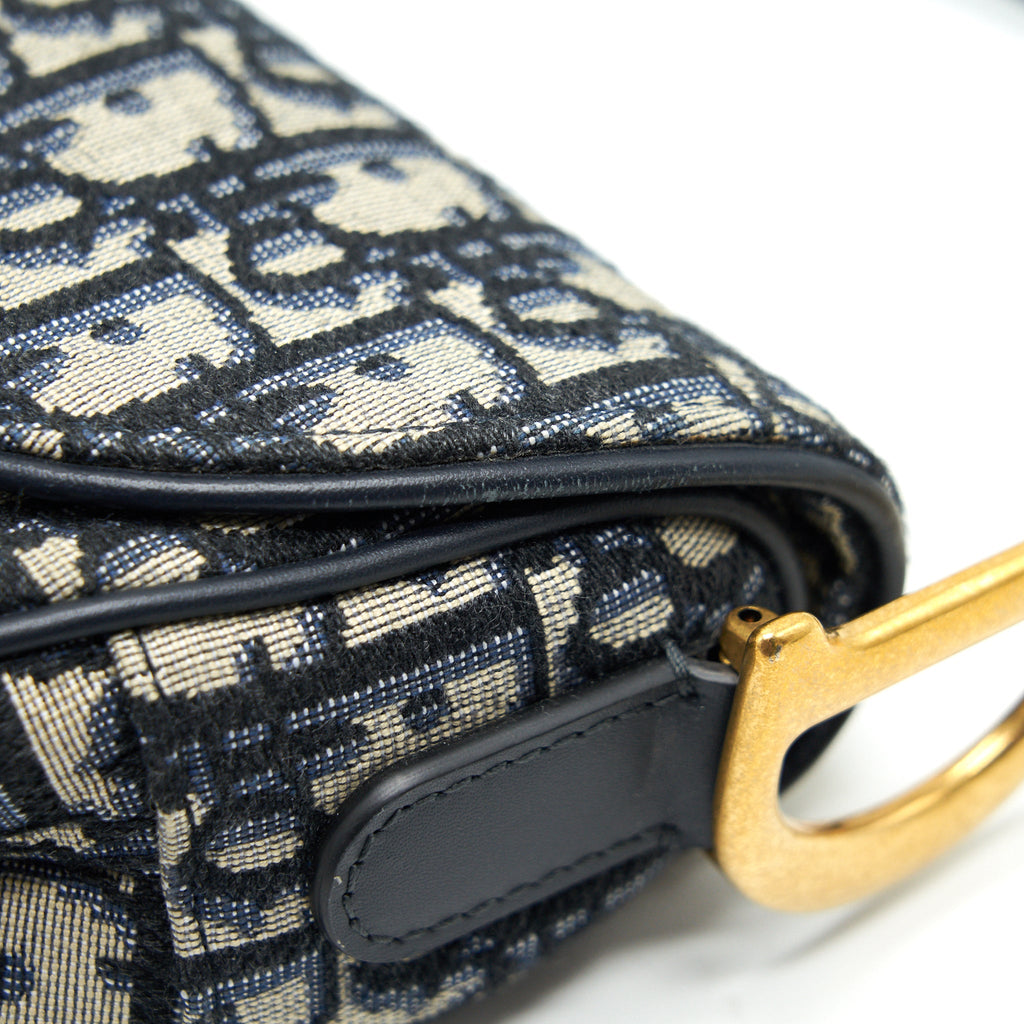 DIOR MEDIUM SADDLE BAG BLUE OBLIQUE JACQUARD