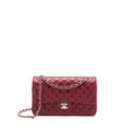 CHANEL MEDIUM CLASSIC FLAP BAG LAMBSKIN DARK RED LGHW (MICROCHIP)