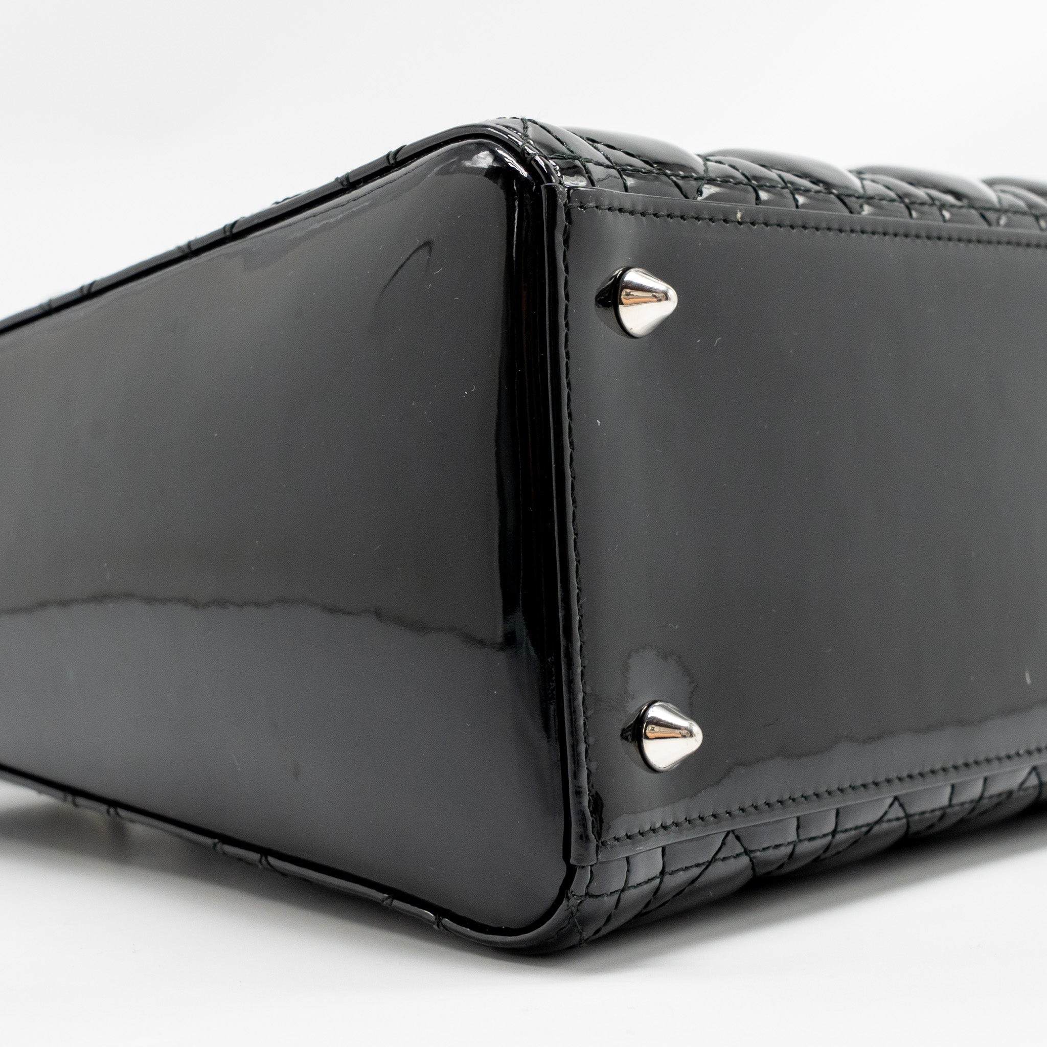 DIOR MEDIUM LADY DIOR PATENT LEATHER BLACK SHW