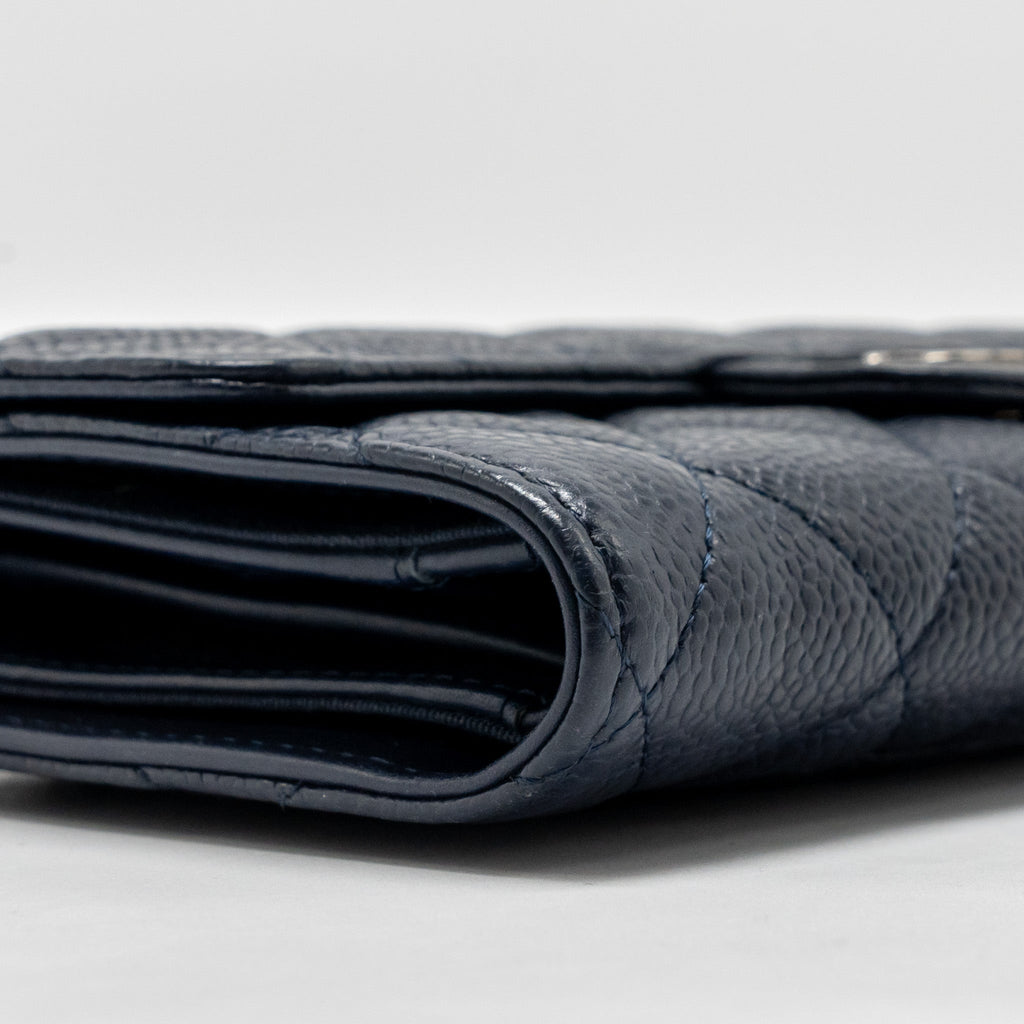 CHANEL CLASSIC FLAP LONG WALLET CAVIAR DARK BLUE SHW