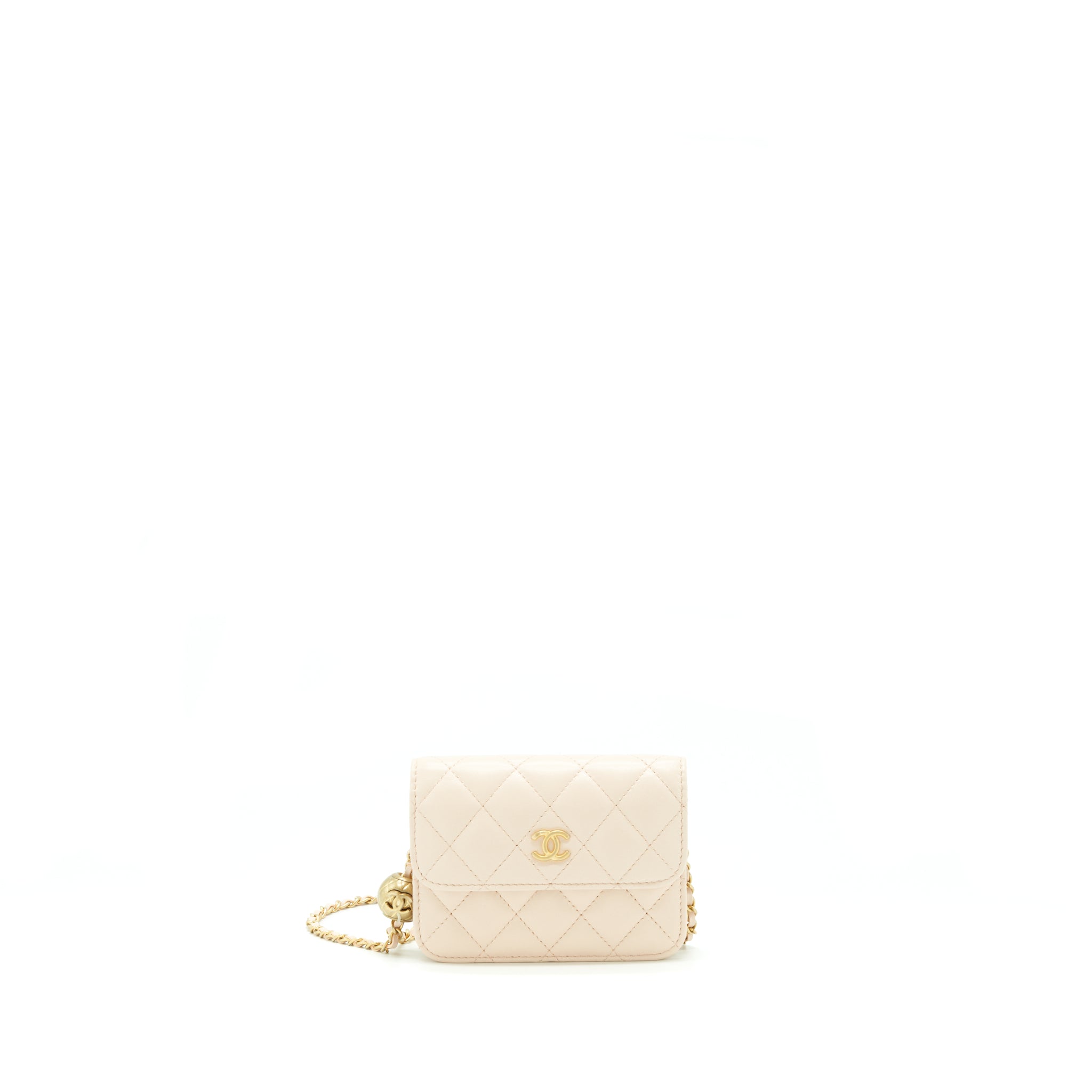 CHANEL PEARL CRUSH MINI FLAP BELT BAG LAMBSKIN LIGHT PINK GHW