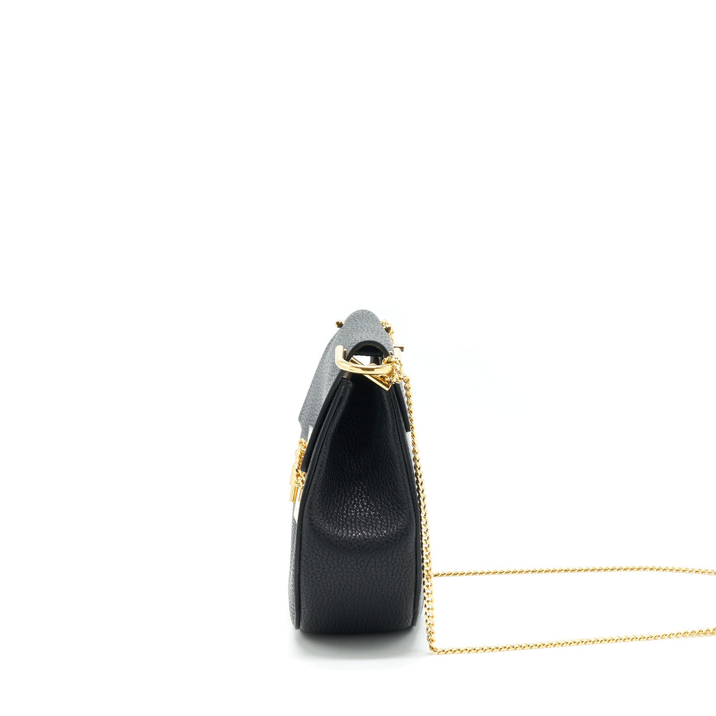 CHLOE DREW SHOULDER BAG GRAINED CALFSKIN BLACK GHW