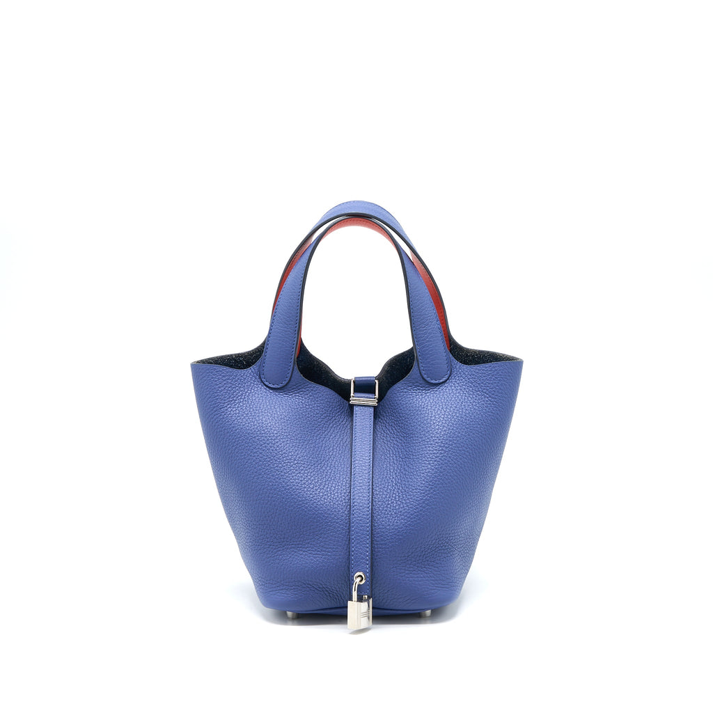 HERMES PICOTIN 18 LOCK BAG CLEMENCE BLEU BRIGHTON/CAPUCINE SHW
