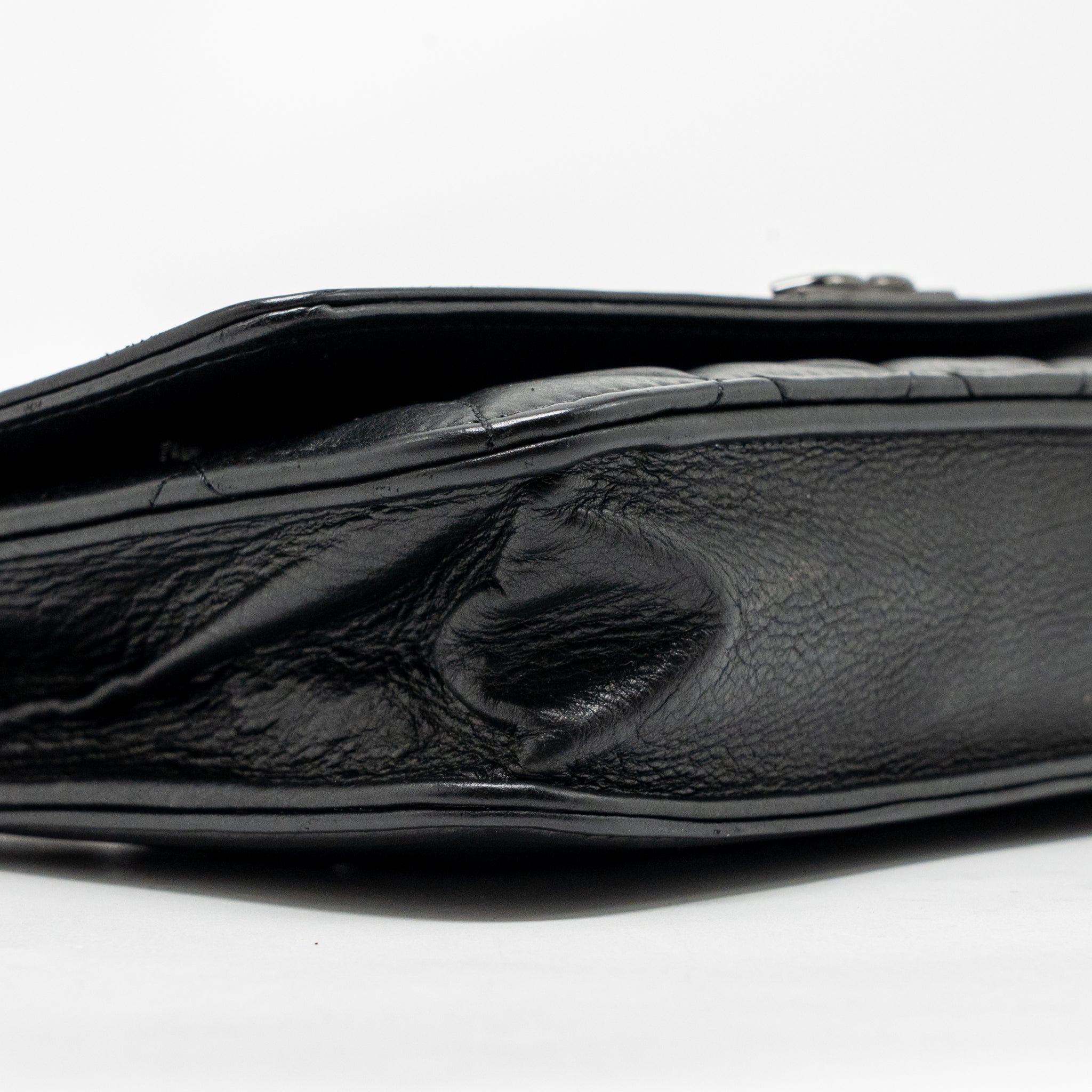 CHANEL BOY WALLET ON CHAIN CALFSKIN BLACK WITH BLACK HARDWARE