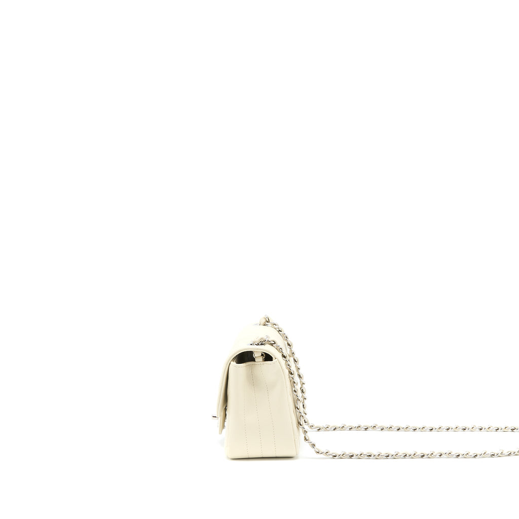 CHANEL 21C MINI SQUARE FLAP BAG CHEVRON LAMBSKIN BEIGE SHW