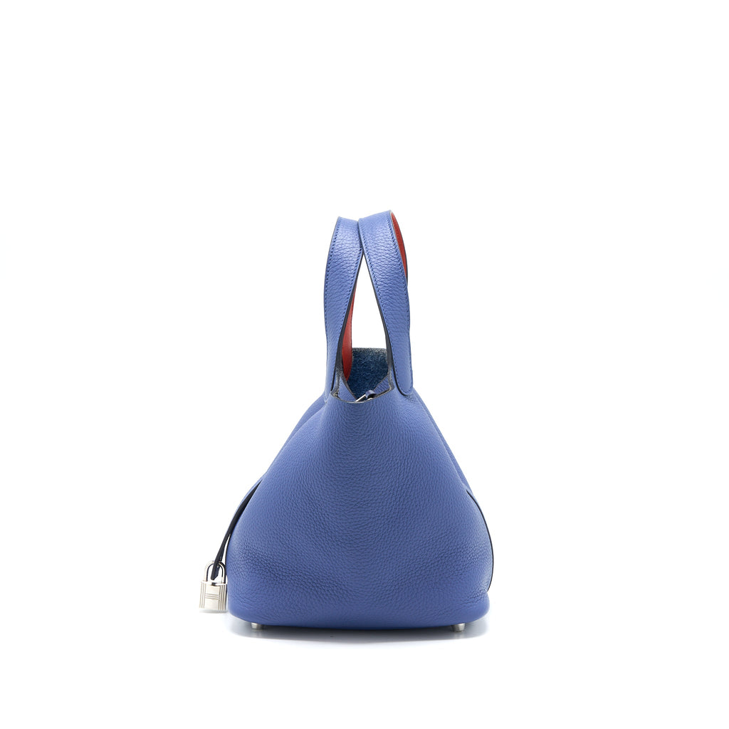 HERMES PICOTIN 18 LOCK BAG CLEMENCE BLEU BRIGHTON/CAPUCINE SHW