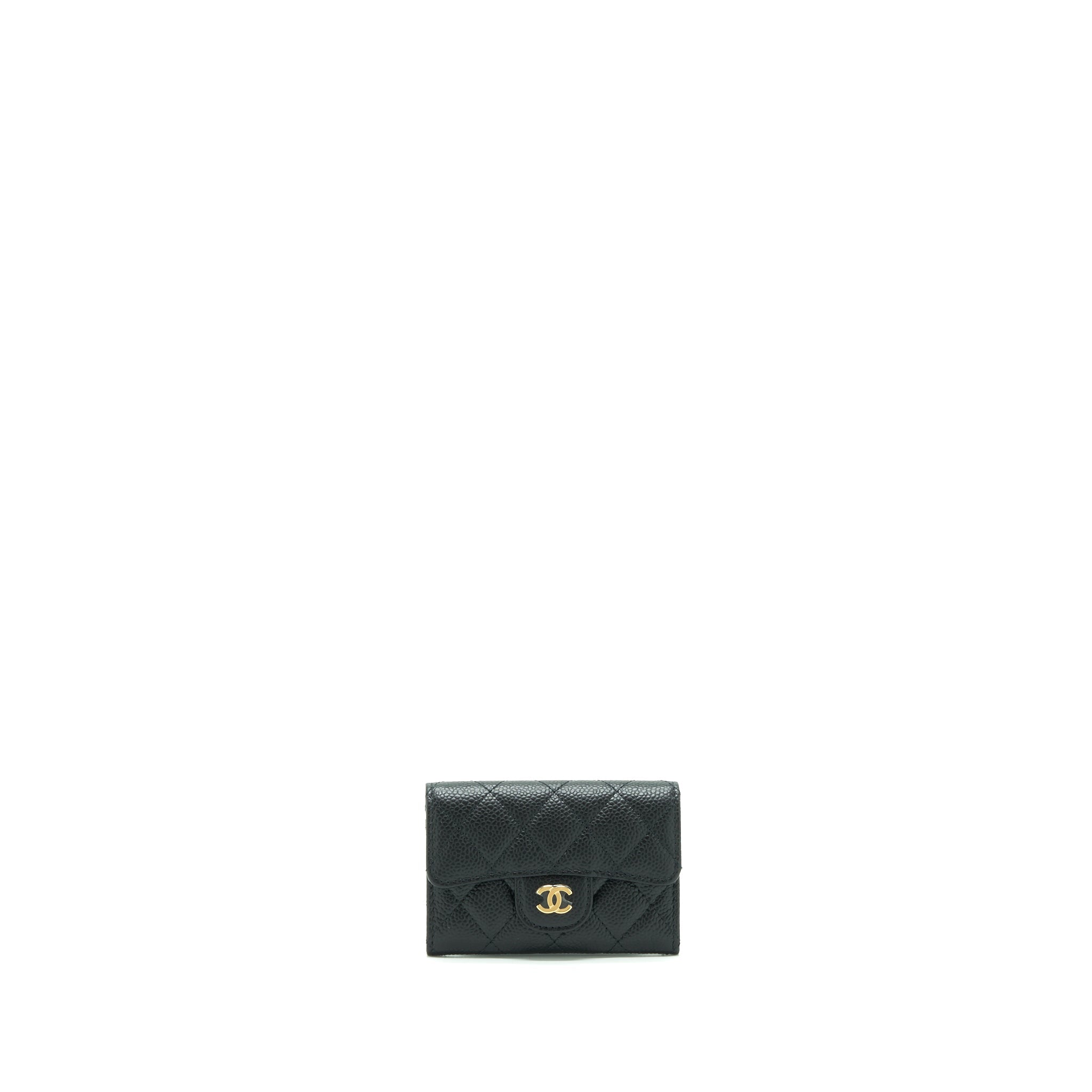CHANEL CLASSIC FLAP CARD HOLDER CAVIAR BLACK GHW