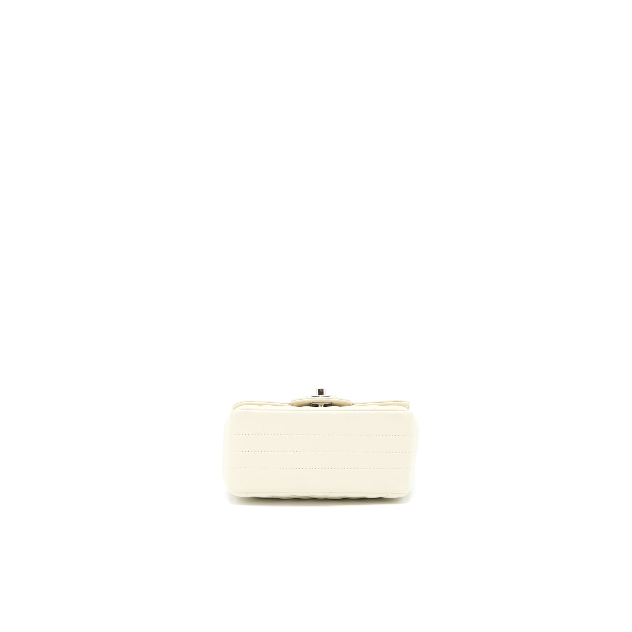 CHANEL 21C MINI SQUARE FLAP BAG CHEVRON LAMBSKIN BEIGE SHW
