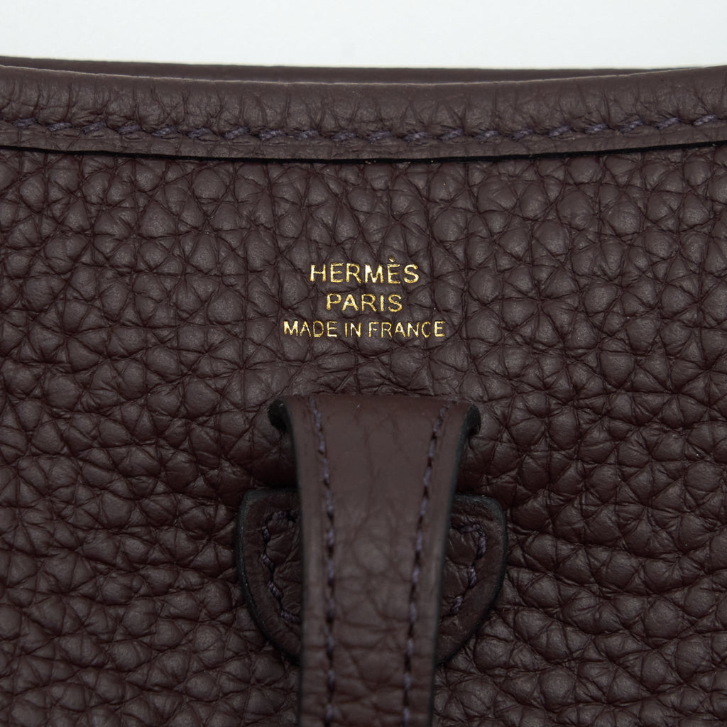 HERMES MINI EVELYNE CLEMENCE ROUGE SELLIER, WITH MULTICOLOUR STRAP GHW
