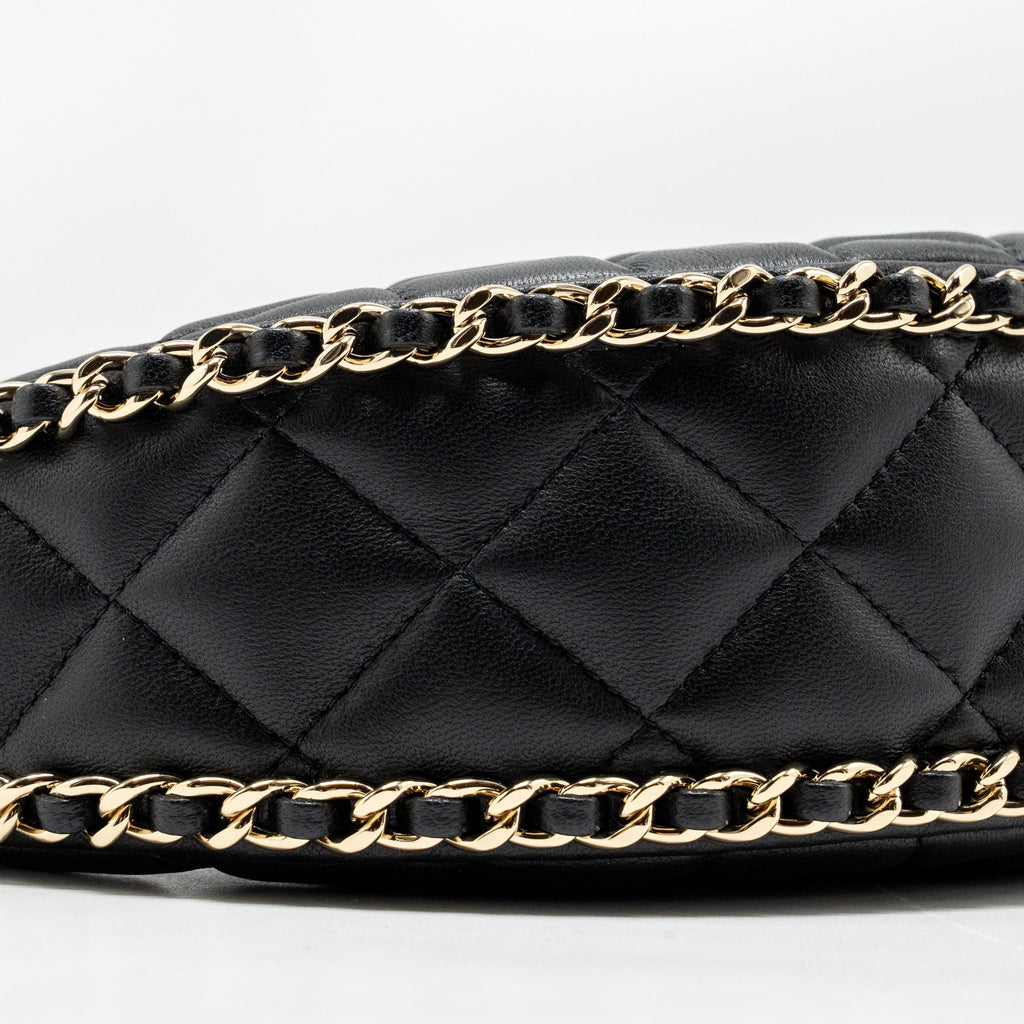 CHANEL SMALL MOON HOBO BAG LAMBSKIN BLACK LGHW (MICROCHIP)