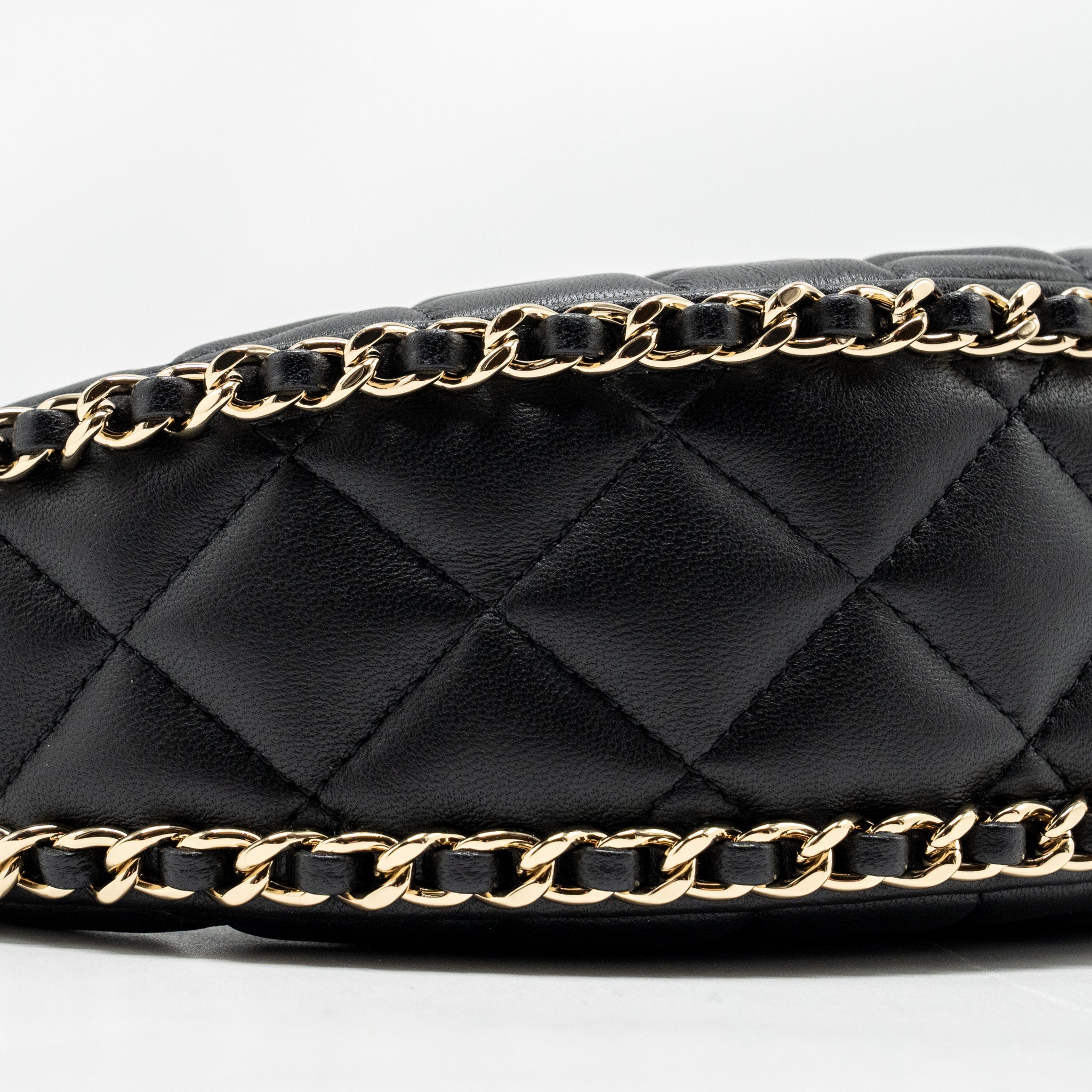 CHANEL SMALL MOON HOBO BAG LAMBSKIN BLACK LGHW (MICROCHIP)