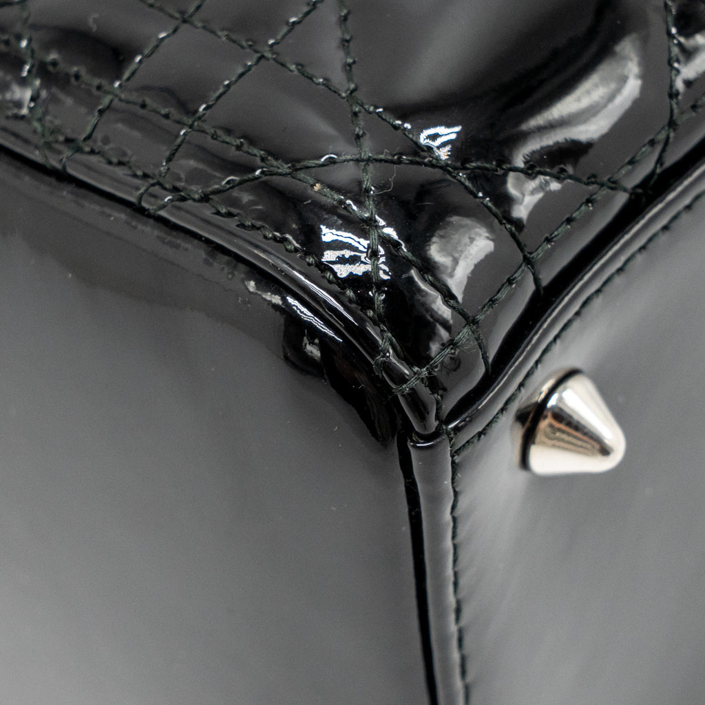DIOR MEDIUM LADY DIOR PATENT LEATHER BLACK SHW