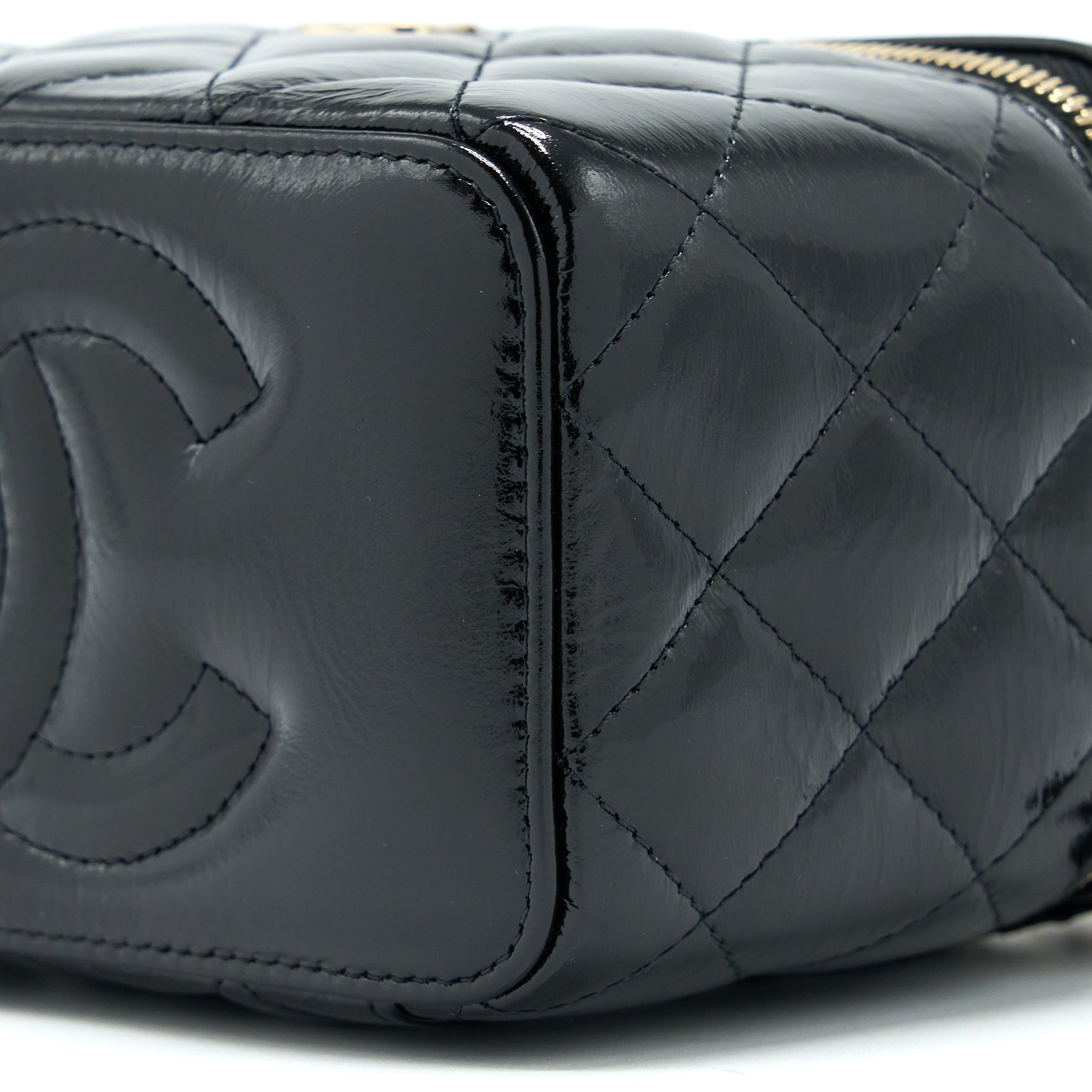 CHANEL VANITY CASE GLAZED LAMBSKIN BLACK LGHW
