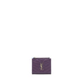 SAINT LAURENT QUILTED MONOGRAM BI-FOLD WALLET DARK PURPLE SHW