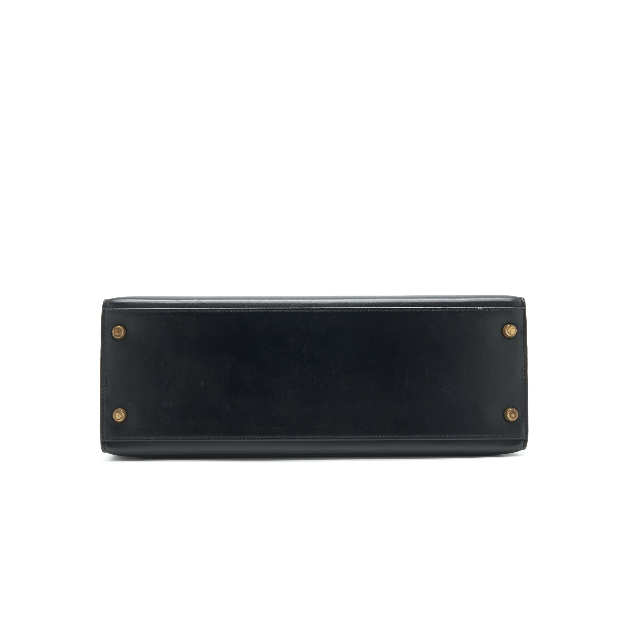 HERMES VINTAGE KELLY 32 BOX LEATHER BLACK GHW (STRAP MISSING)