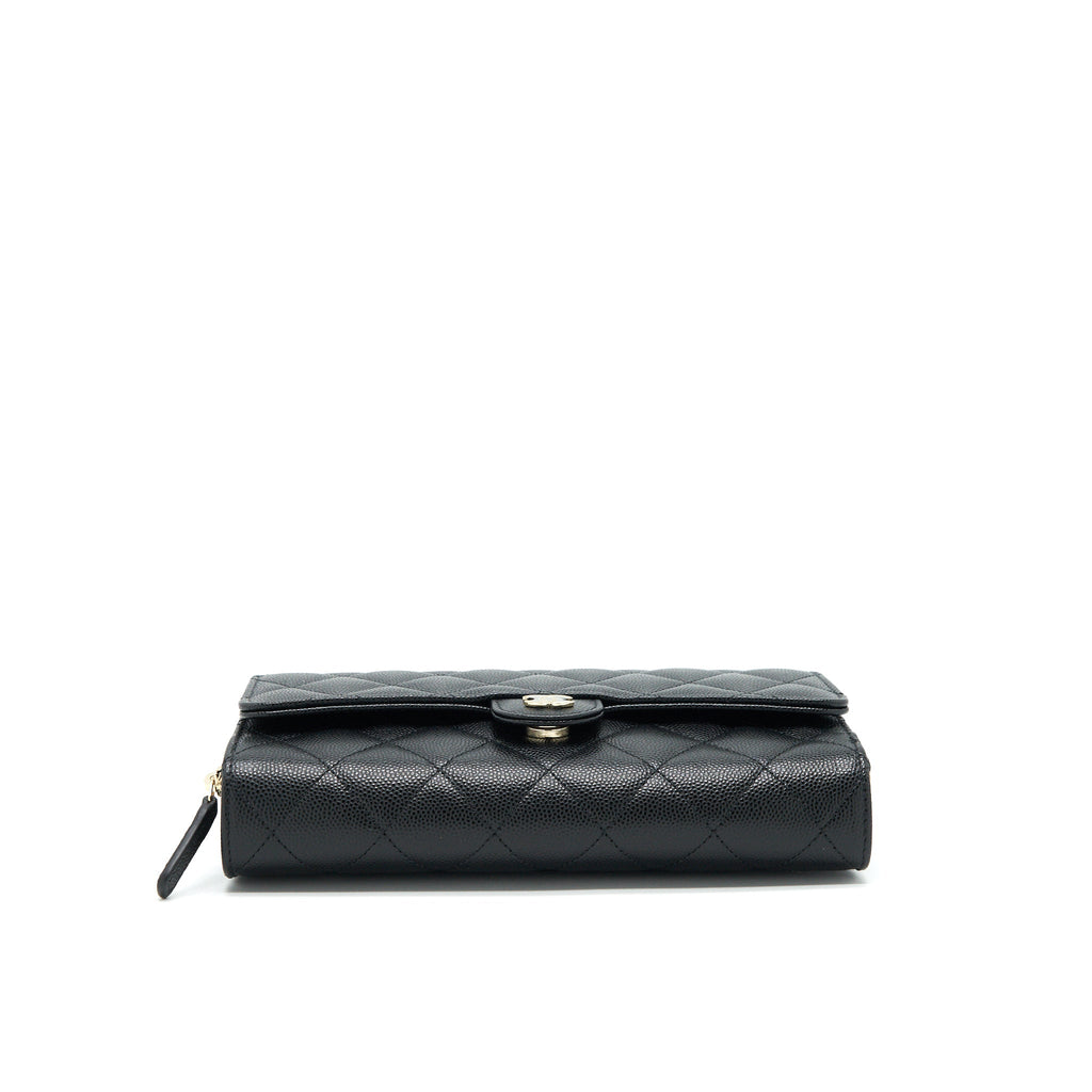 CHANEL 22C 3 IN 1 WALLET ON CHAIN CAVIAR BLACK LGHW
