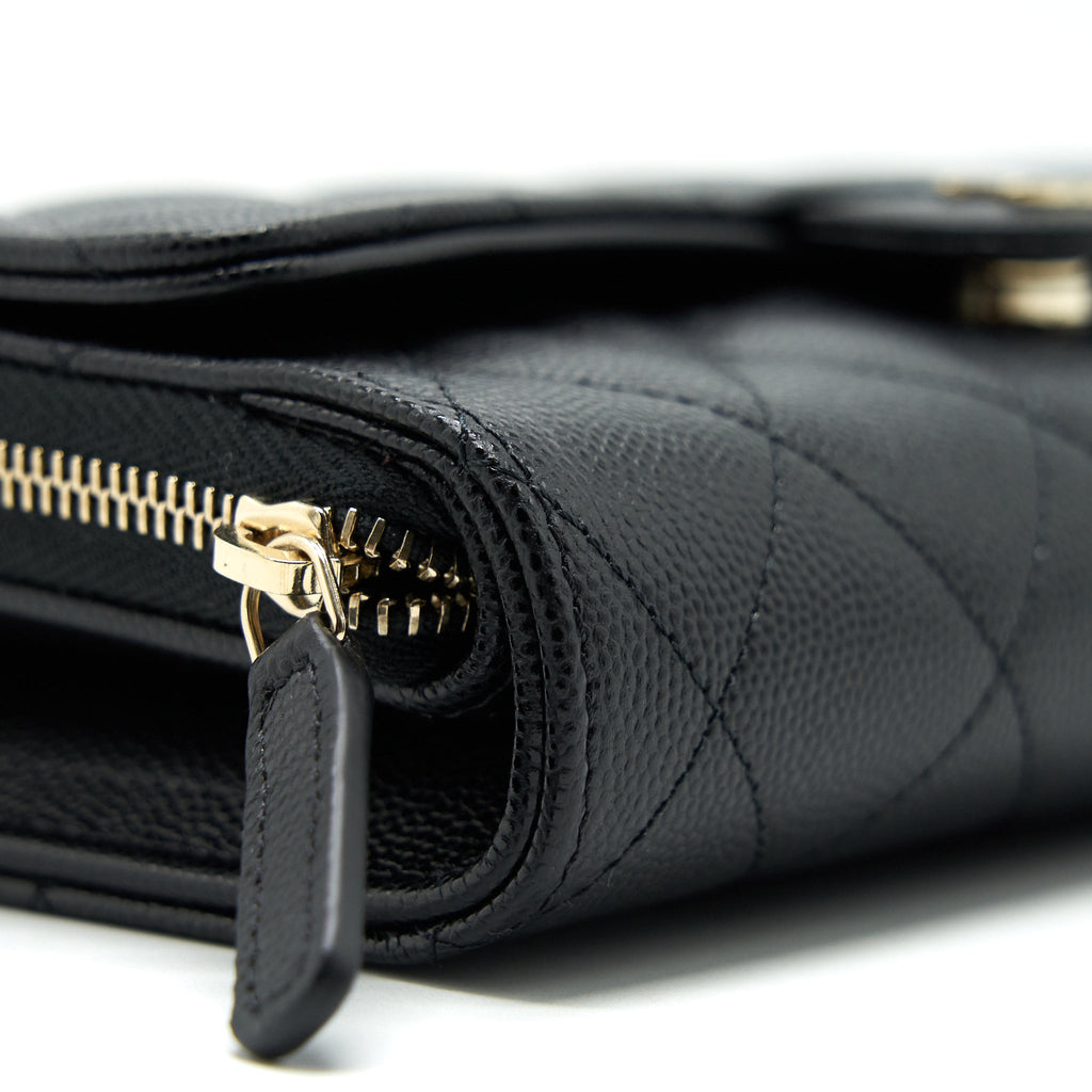CHANEL 22C 3 IN 1 WALLET ON CHAIN CAVIAR BLACK LGHW