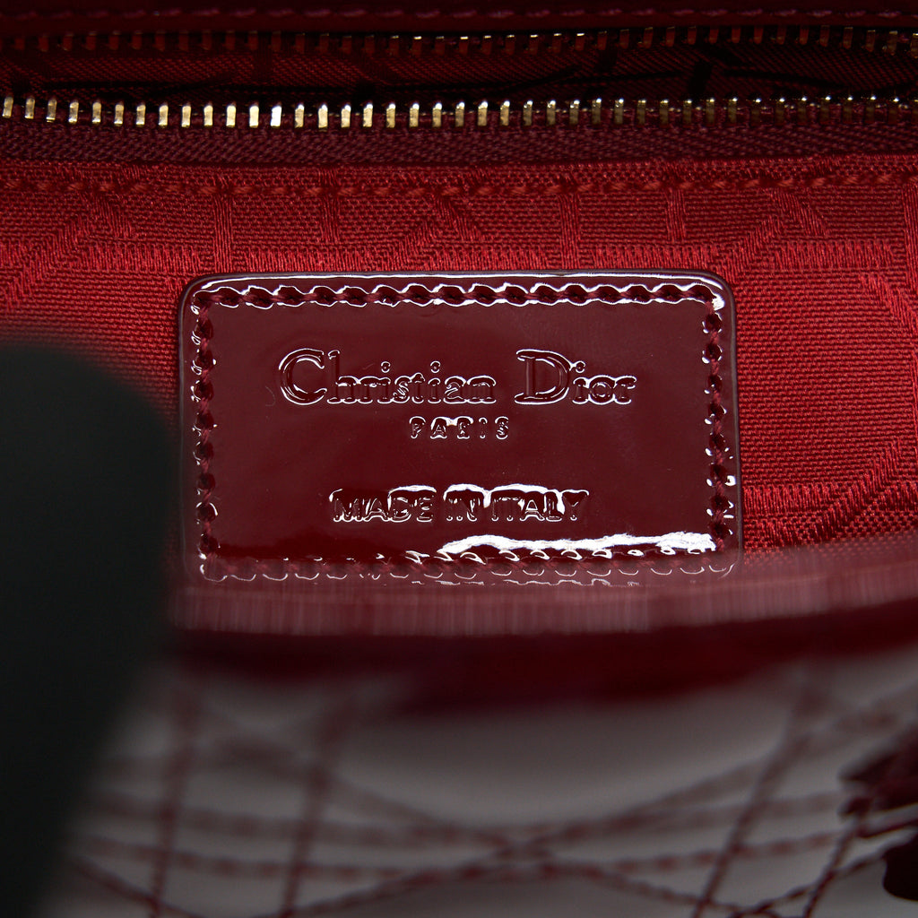 DIOR MINI LADY DIOR PATENT LEATHER RED WITH LGHW