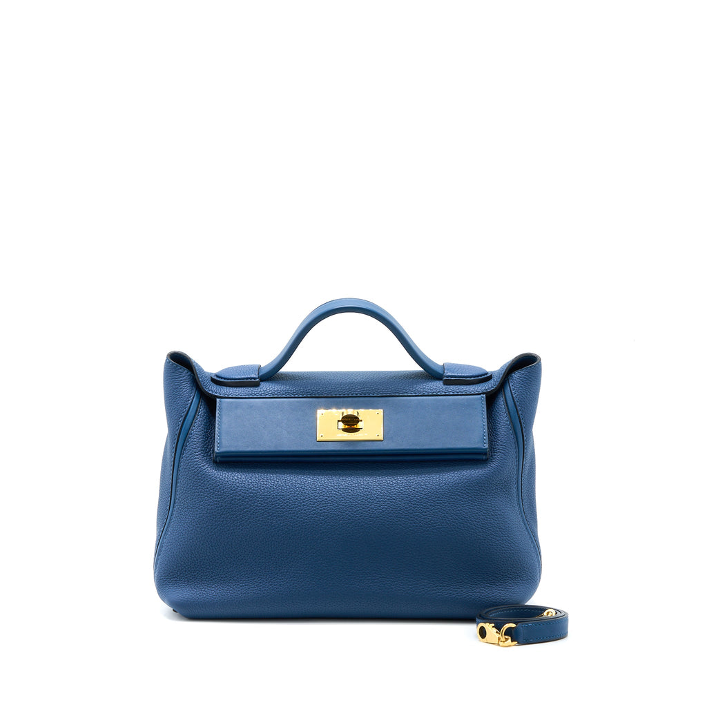 HERMES 24/24 2424-29 BAG TOGO/SWIFT S4 DEEP BLUE GHW