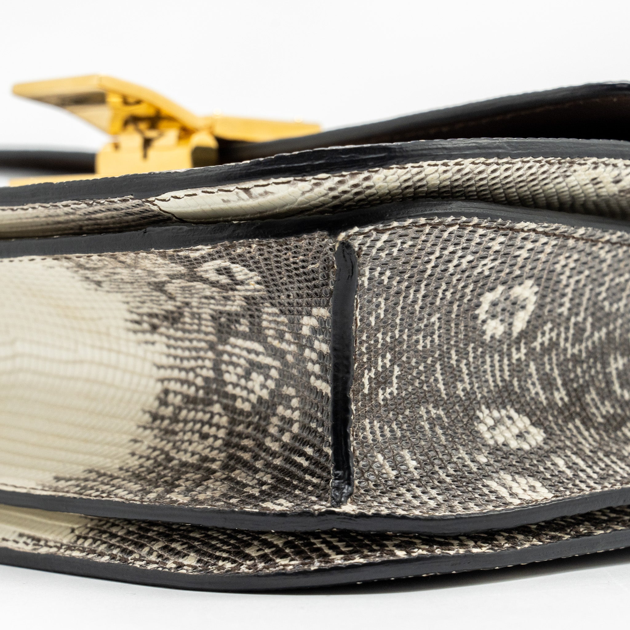 CELINE MEDIUM BOX LIZARD NATURAL GHW