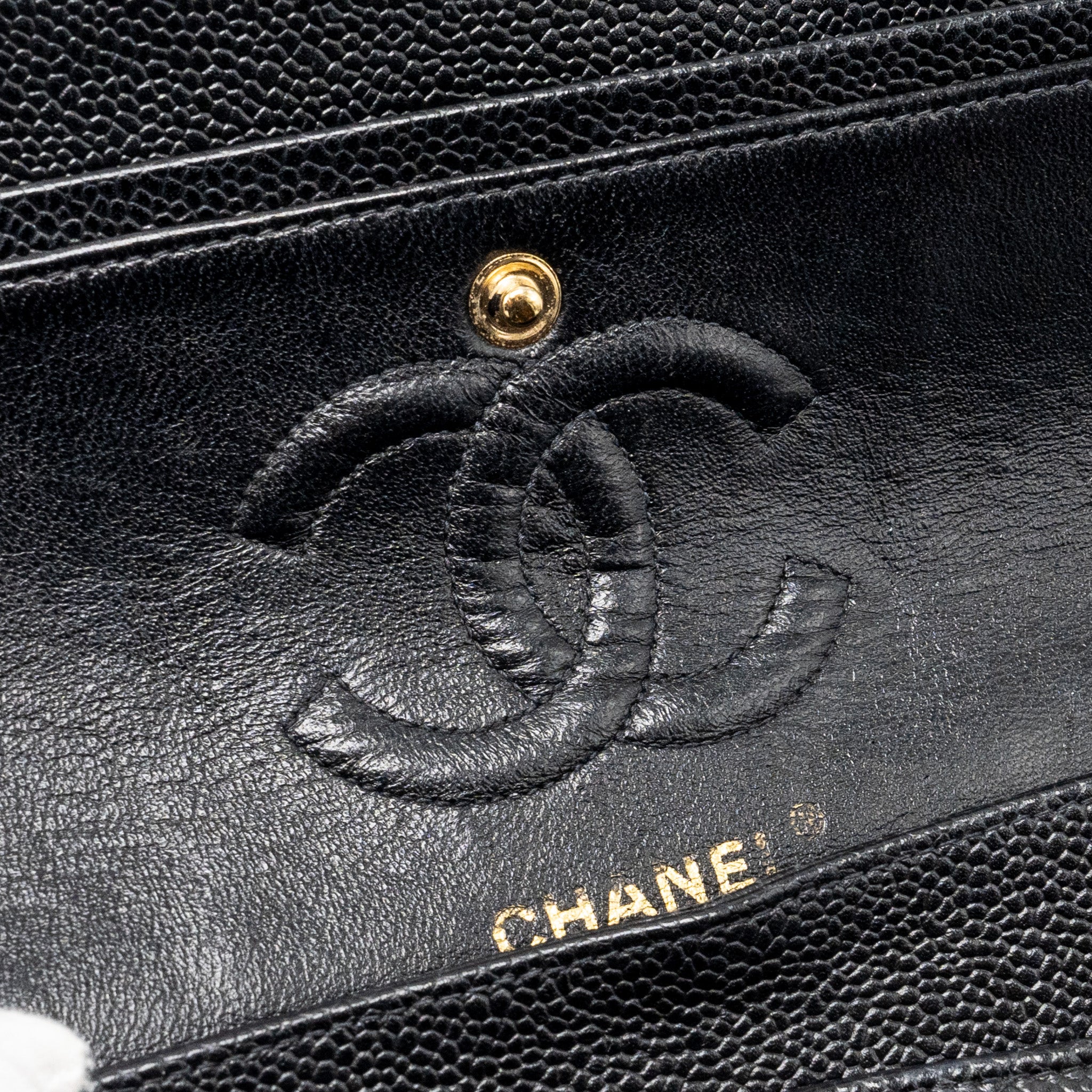 CHANEL VINTAGE SMALL CLASSIC DOUBLE FLAP BAG CAVIAR BLACK GHW