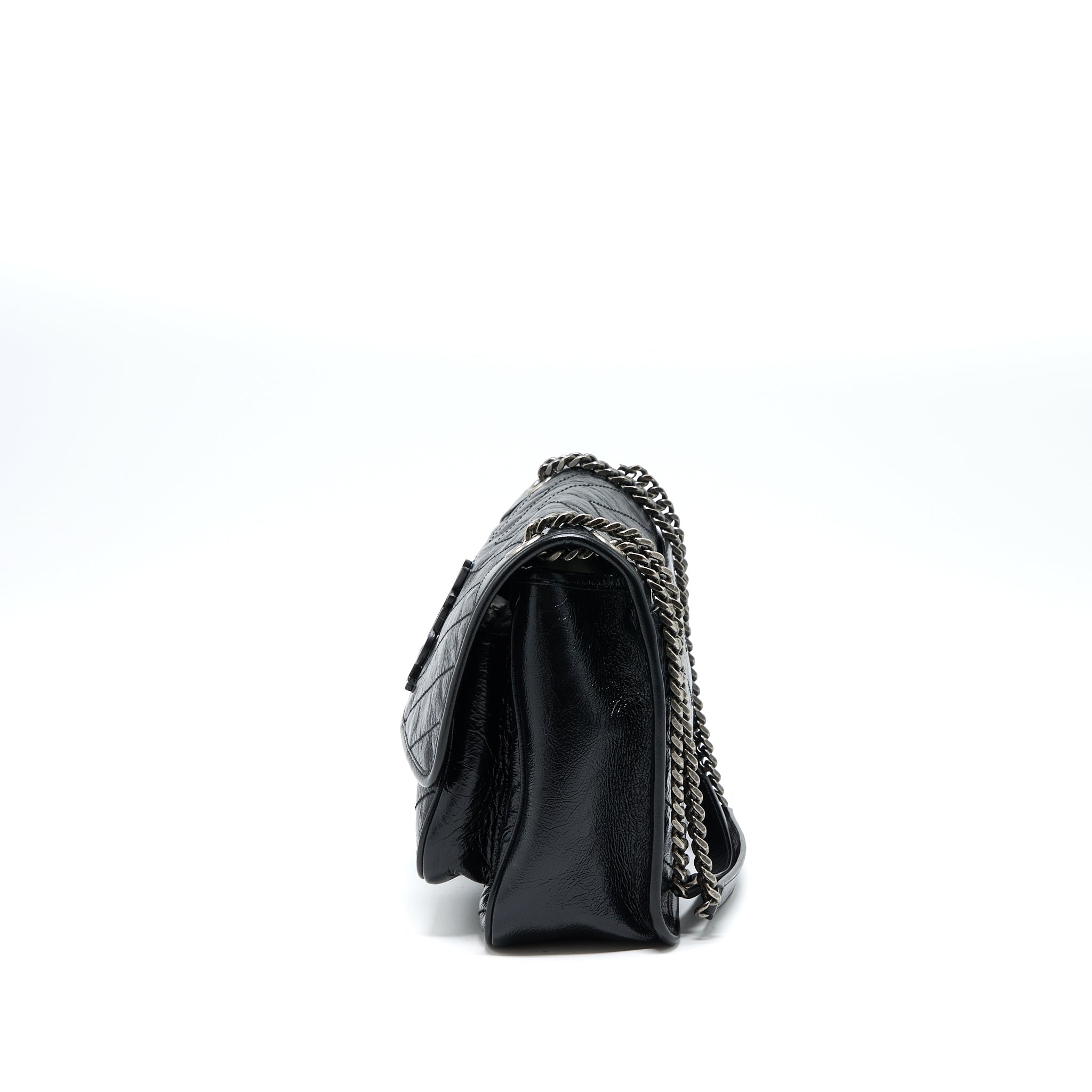 SAINT LAURENT MEDIUM NIKI CHAIN BAG AGED CALFSKIN BLACK RUTHENIUM HARDWARE