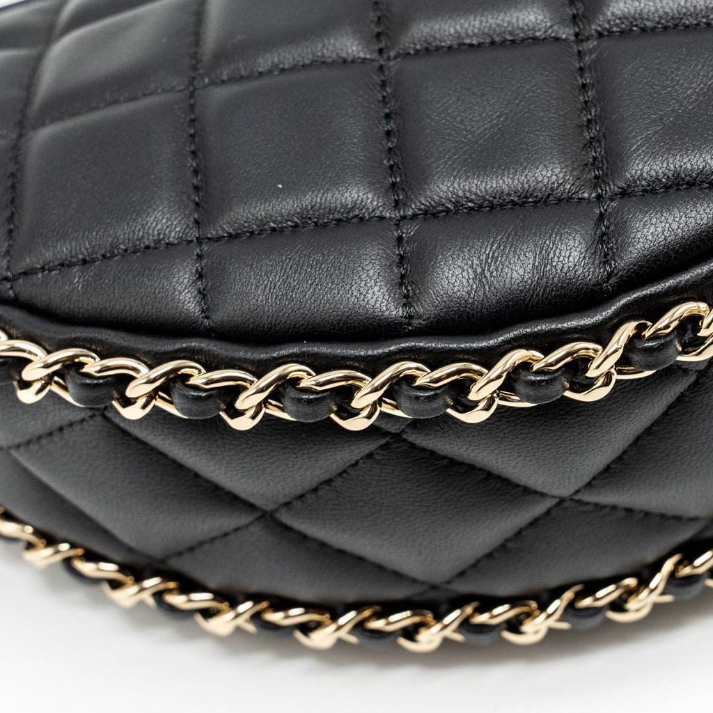 CHANEL SMALL MOON HOBO BAG LAMBSKIN BLACK LGHW (MICROCHIP)
