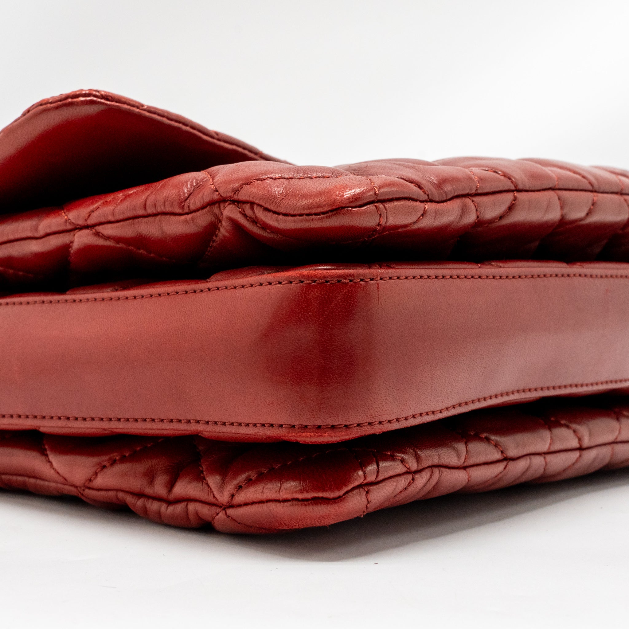 CHANEL MAXI FLAP BAG LAMBSKIN RED SHW