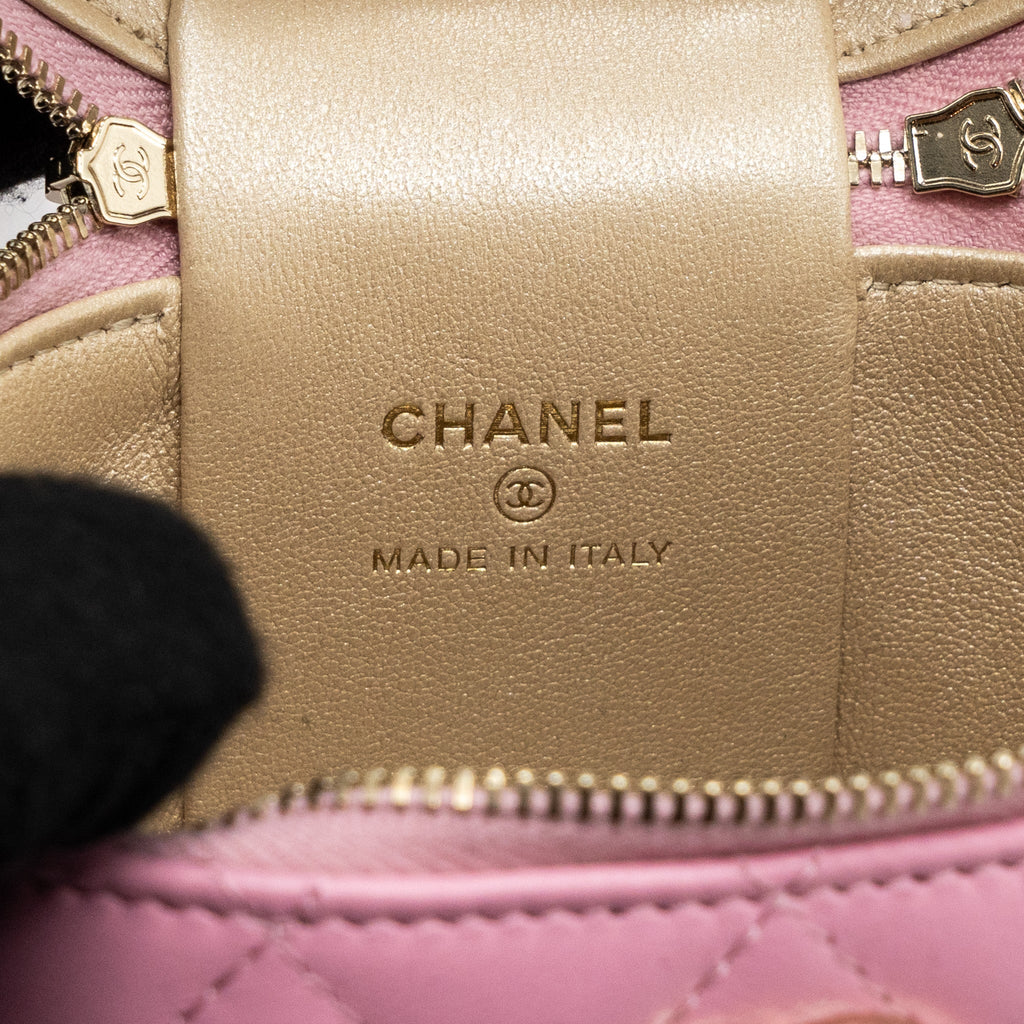 CHANEL TOP HANDLE VANITY CASE LAMBSKIN PINK LGHW