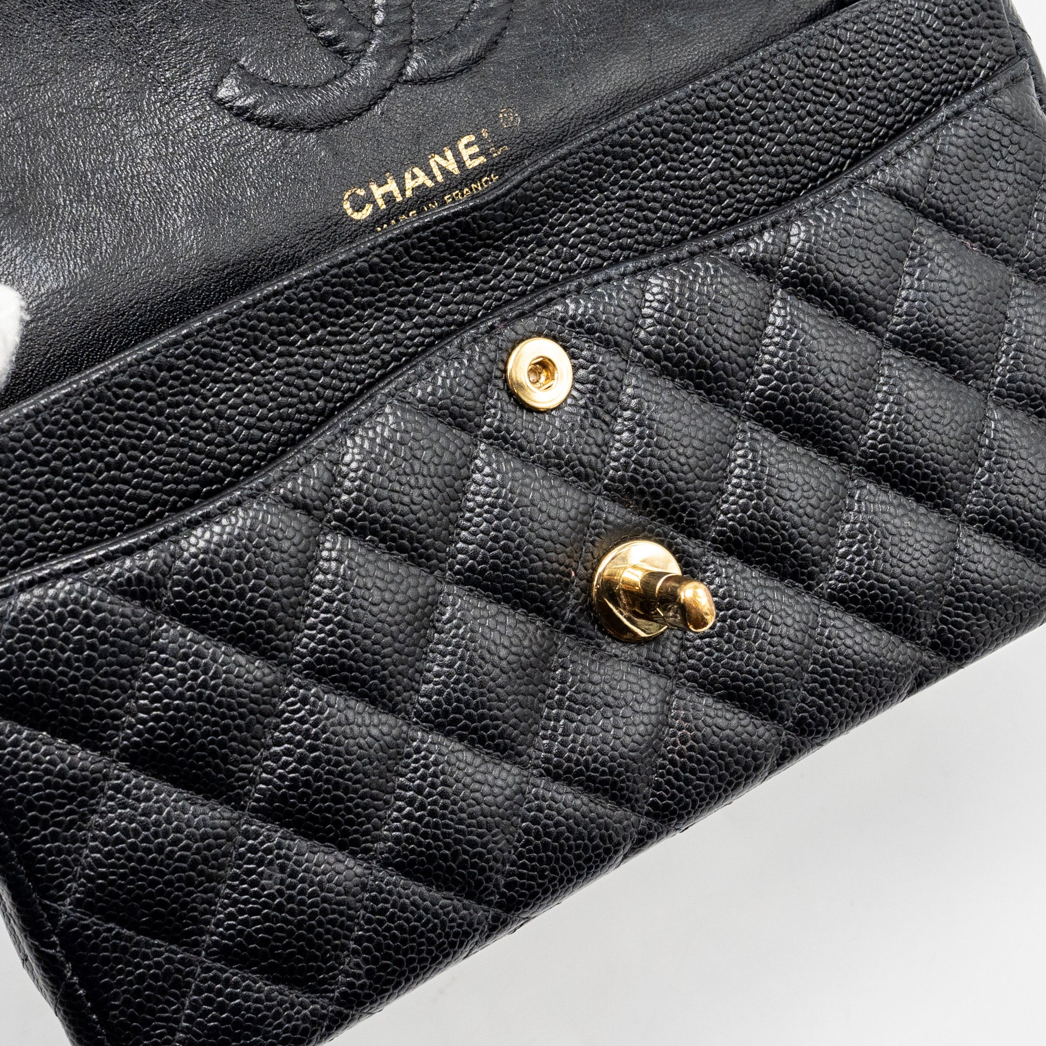 CHANEL VINTAGE SMALL CLASSIC DOUBLE FLAP BAG CAVIAR BLACK GHW