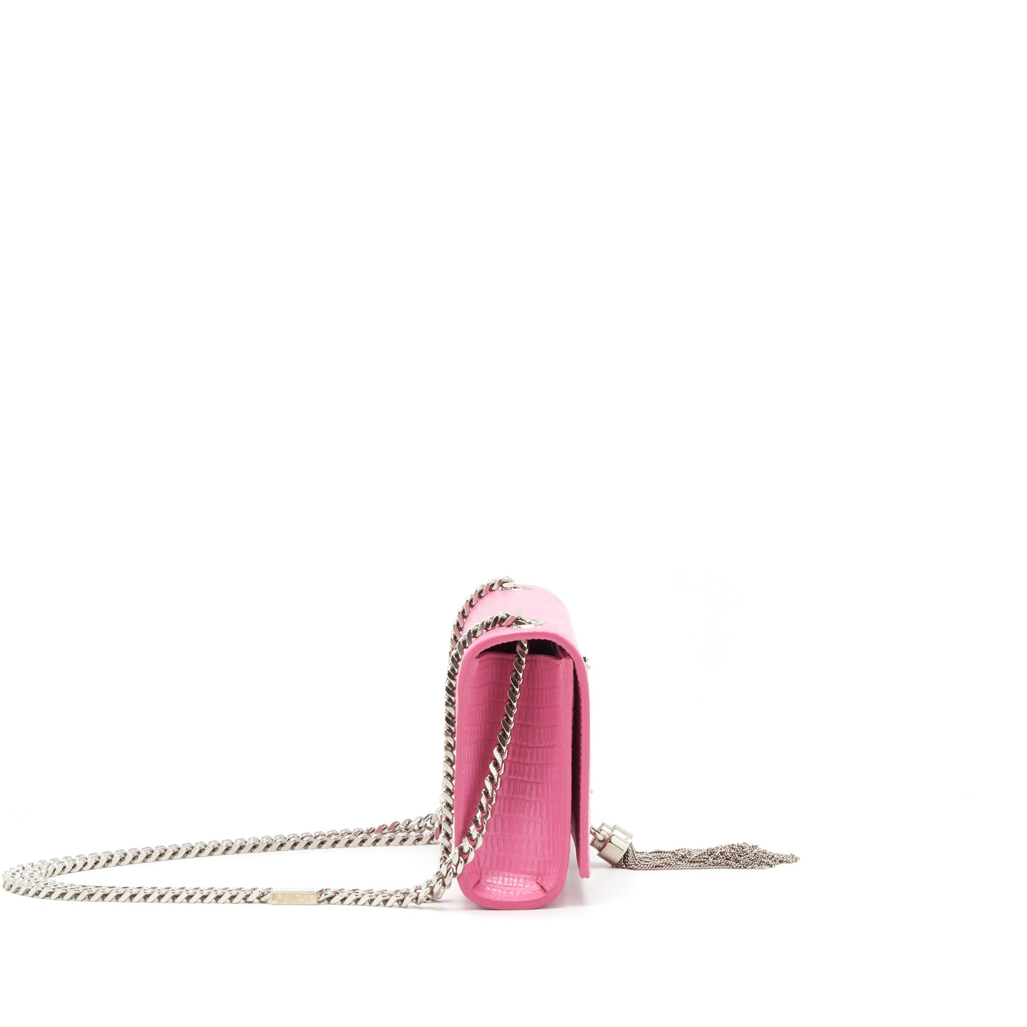 SAINT LAURENT / YSL MINI KATE TASSEL EMBOSSED CALFSKIN PINK SHW