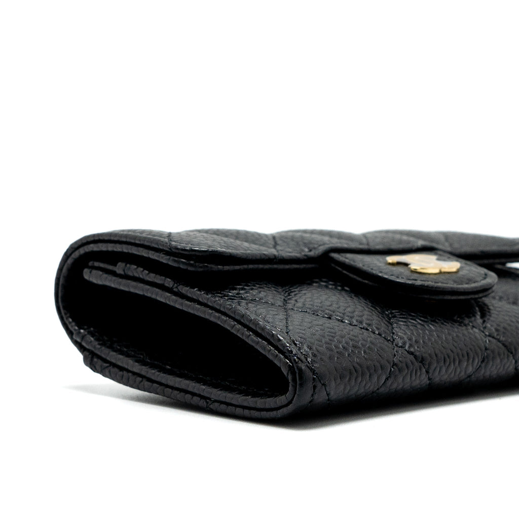CHANEL CLASSIC FLAP CARD HOLDER CAVIAR BLACK GHW (MICROCHIP)