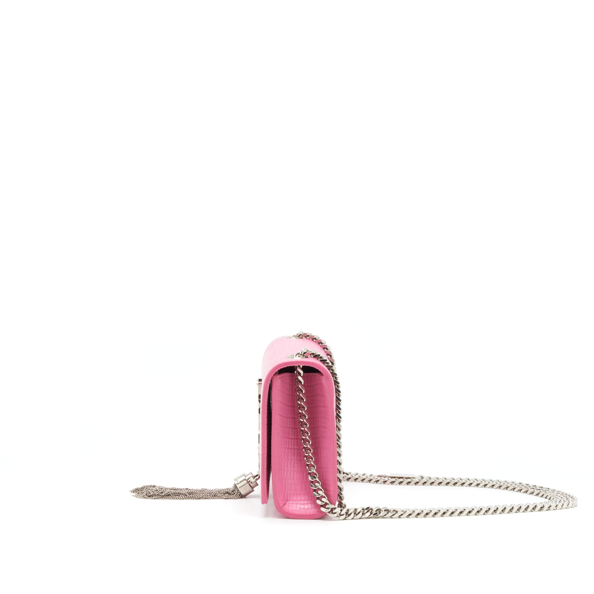 SAINT LAURENT / YSL MINI KATE TASSEL EMBOSSED CALFSKIN PINK SHW