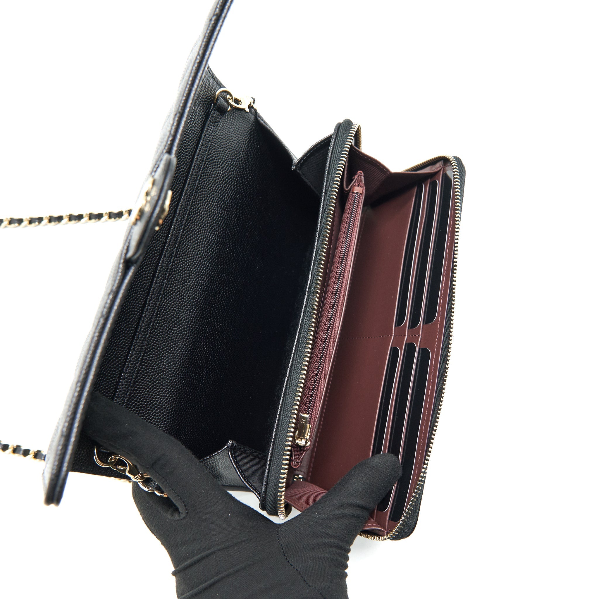 CHANEL 3 IN 1 WALLET ON CHAIN BLACK CAVIAR LGHW