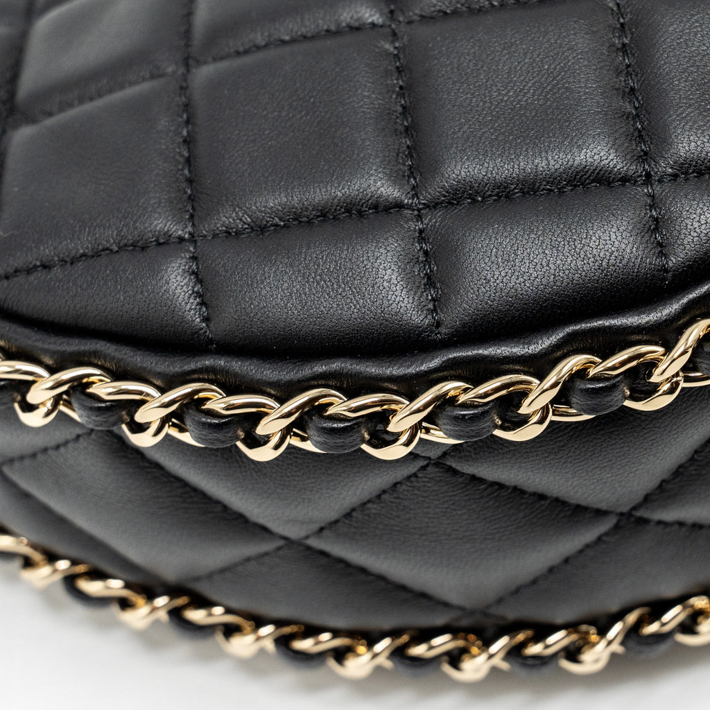 CHANEL SMALL MOON HOBO BAG LAMBSKIN BLACK LGHW (MICROCHIP)