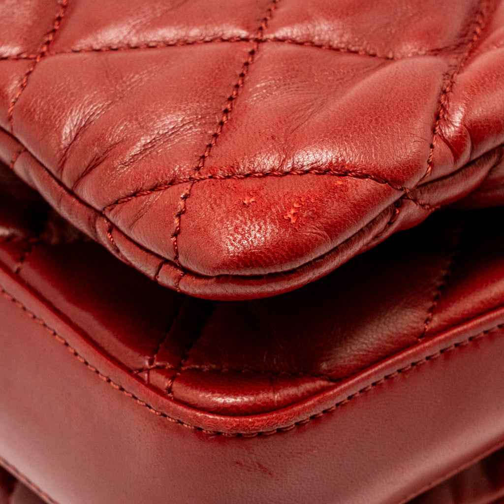 CHANEL MAXI FLAP BAG LAMBSKIN RED SHW