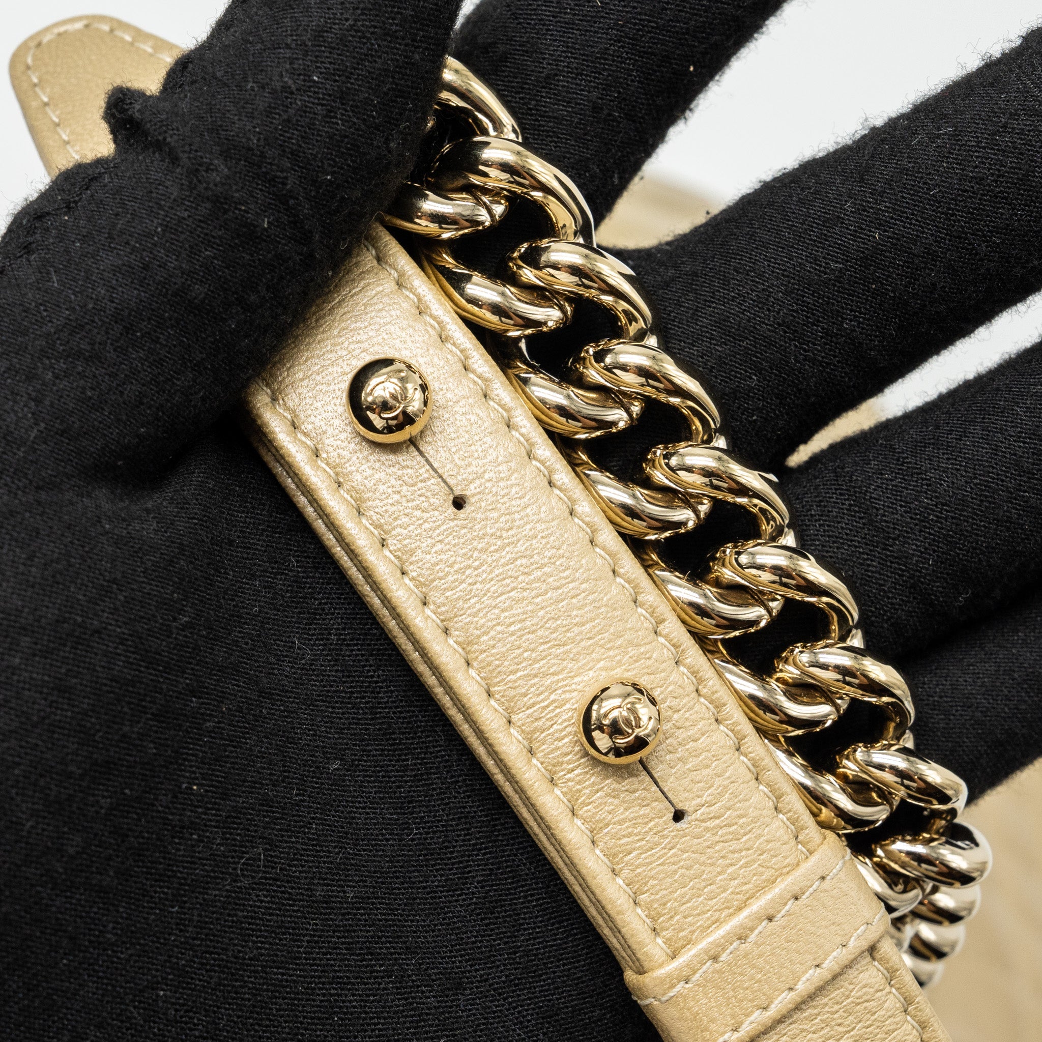 CHANEL MEDIUM BOY BAG CAVIAR GOLD LGHW