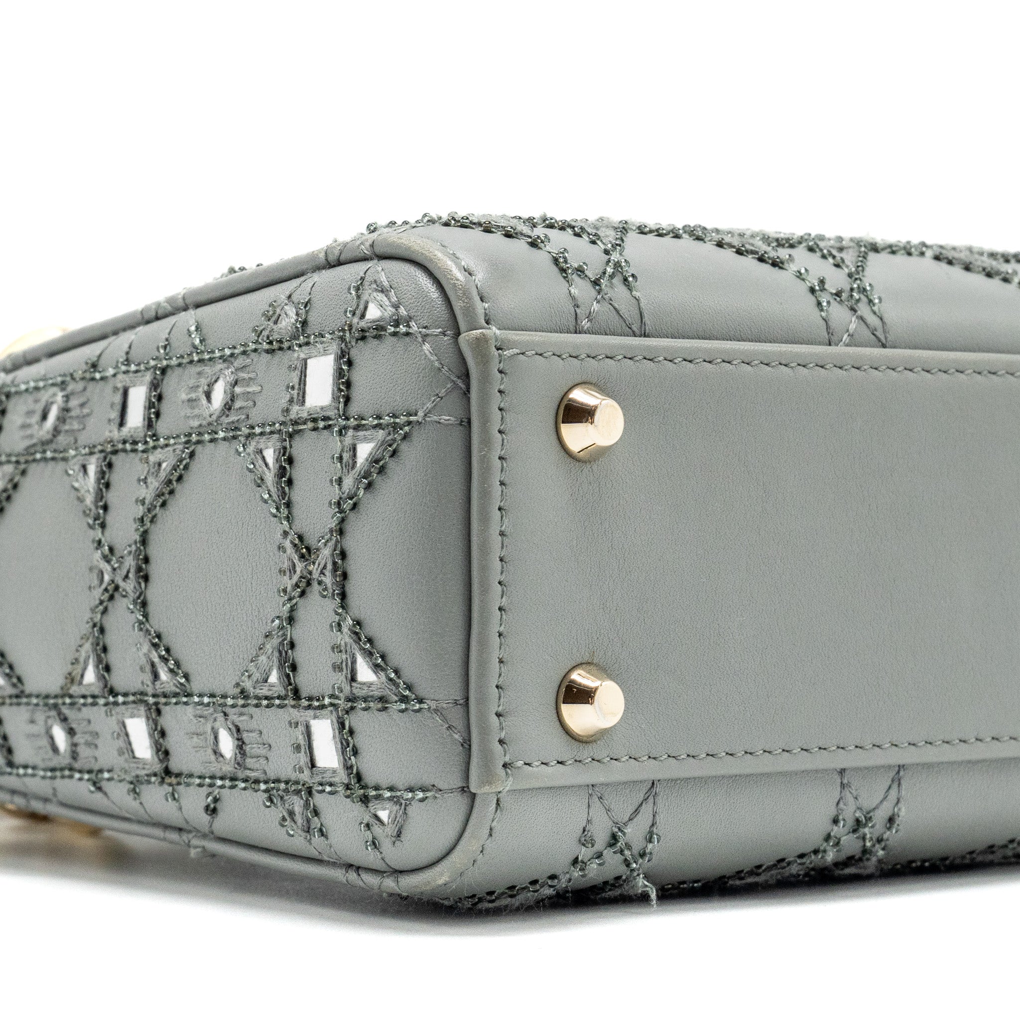 DIOR MINI LADY DIOR LIMITED EDITION LAMBSKIN GREY LGHW
