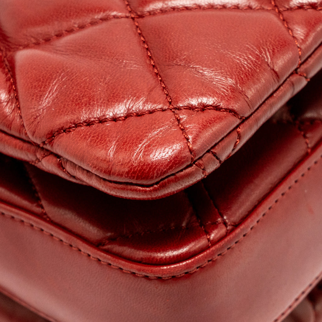 CHANEL MAXI FLAP BAG LAMBSKIN RED SHW