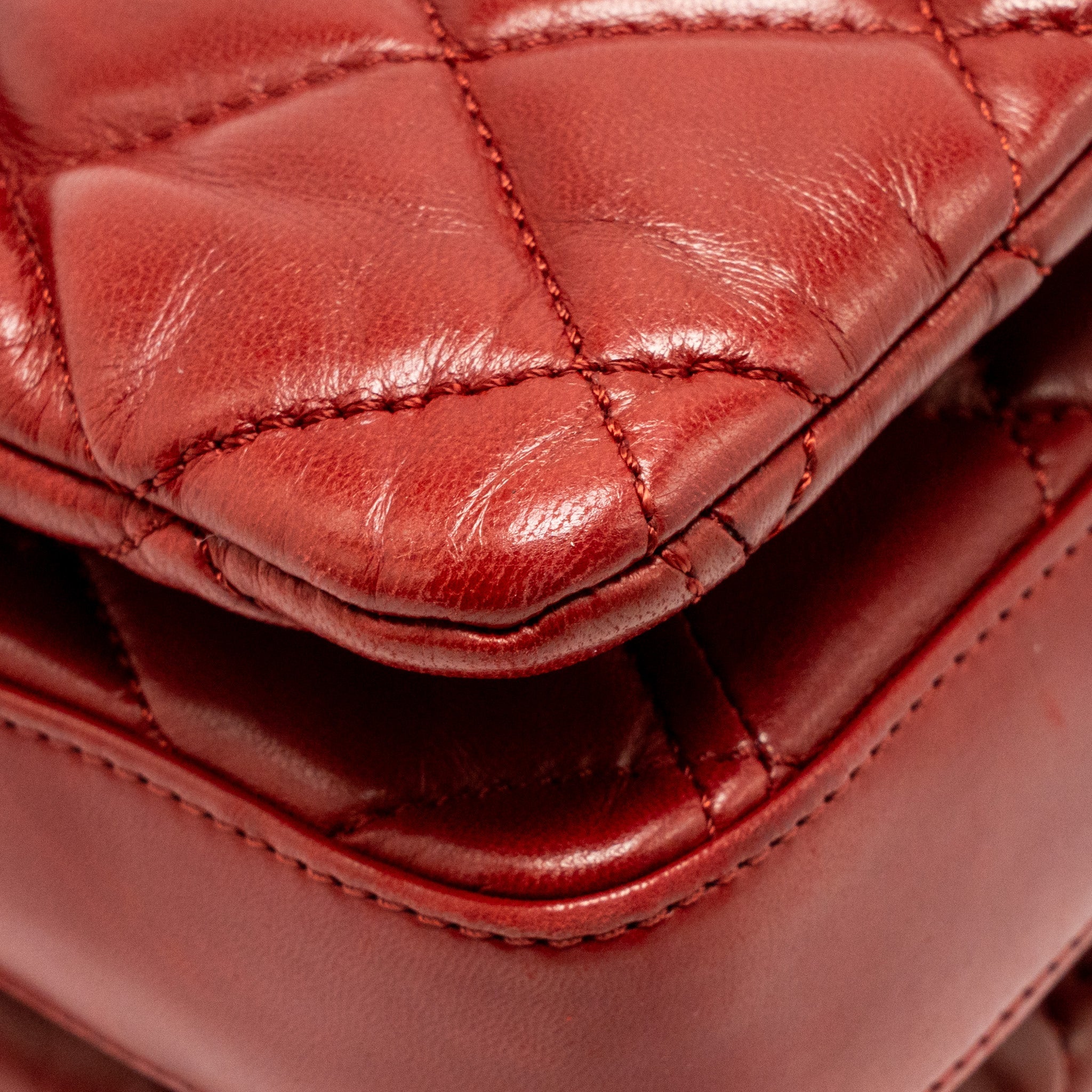 CHANEL MAXI FLAP BAG LAMBSKIN RED SHW