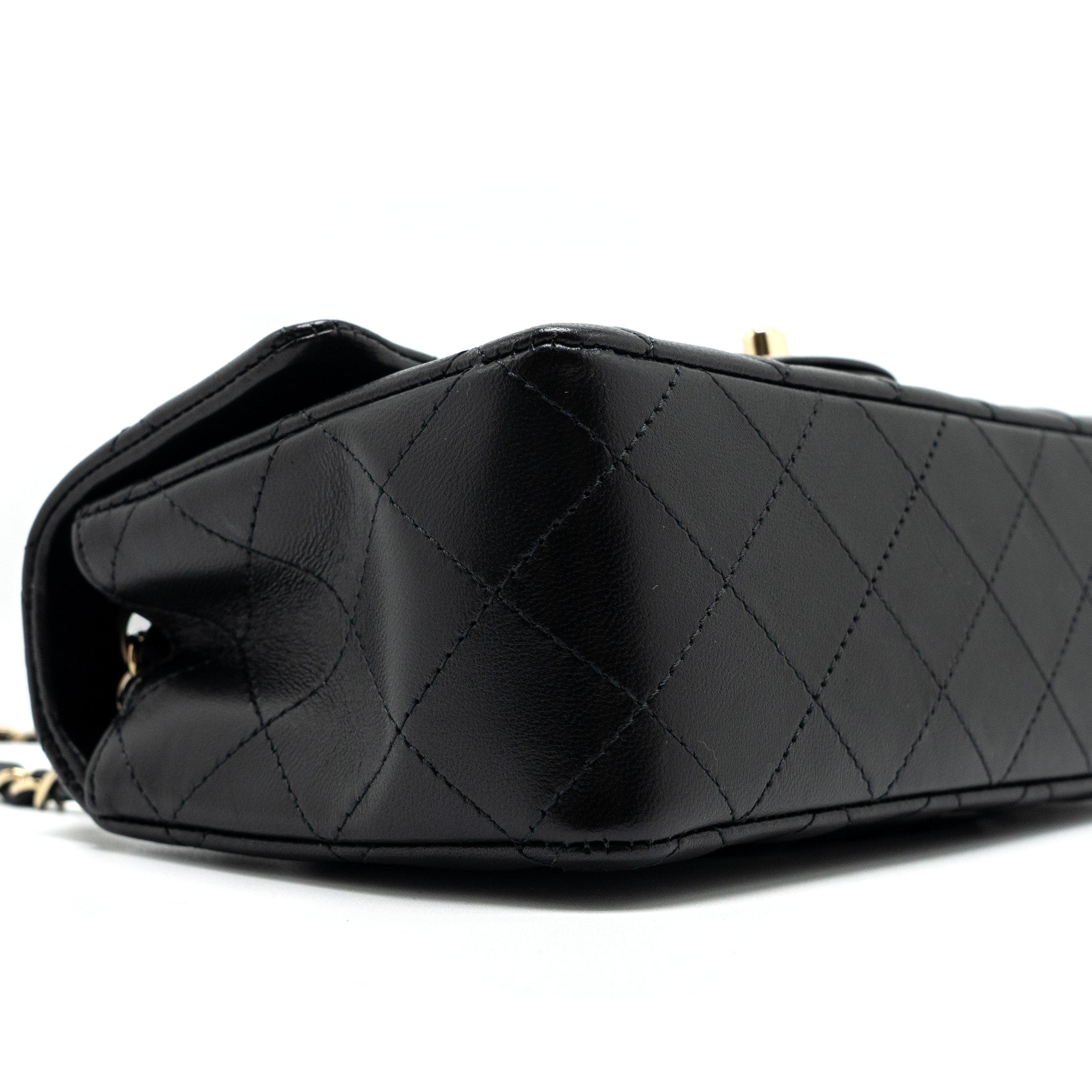 CHANEL CLASSIC MINI RECTANGULAR FLAP BAG LAMBSKIN BLACK LGHW (MICROCHIP)