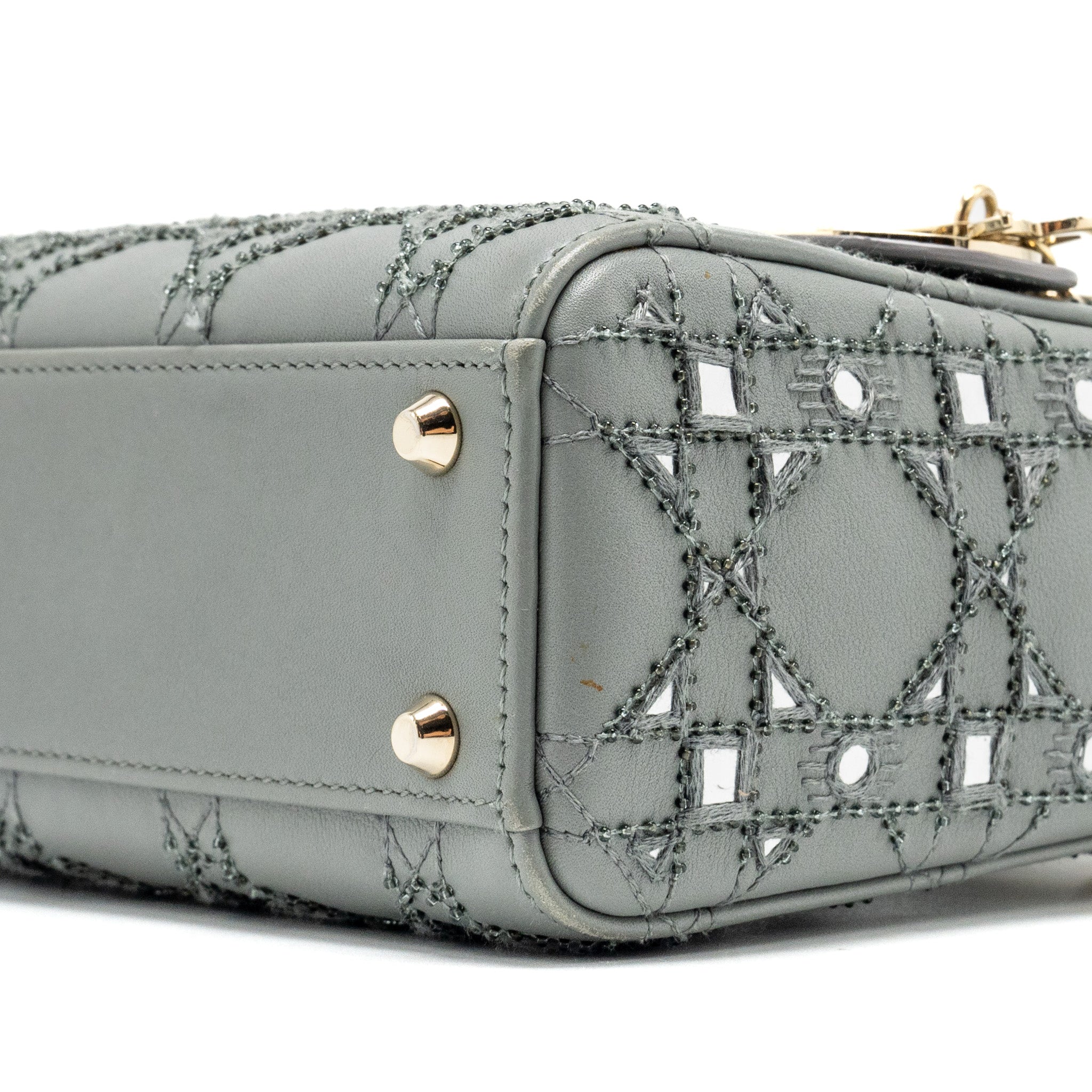 DIOR MINI LADY DIOR LIMITED EDITION LAMBSKIN GREY LGHW