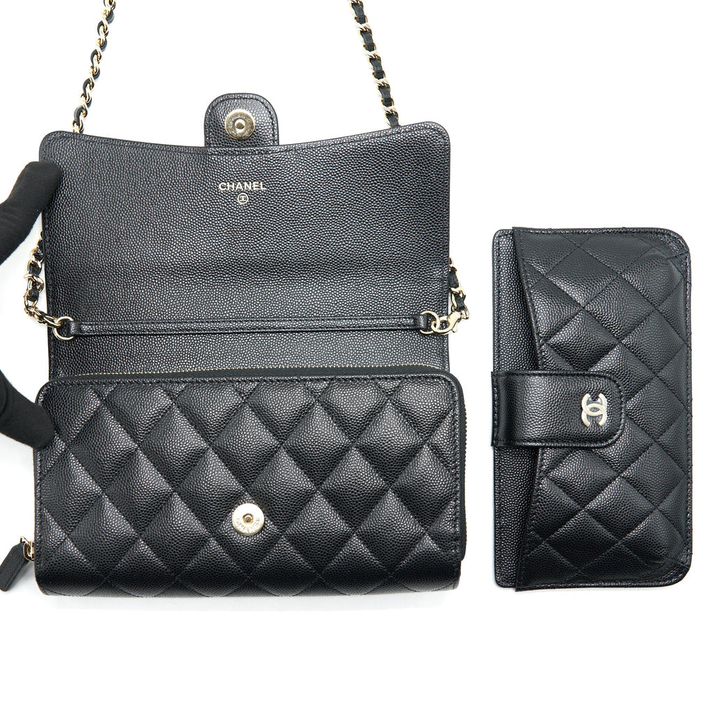 CHANEL 3 IN 1 WALLET ON CHAIN BLACK CAVIAR LGHW