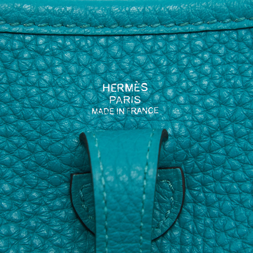 HERMES MINI EVELYNE BLEU PAON TAURILLON SHW